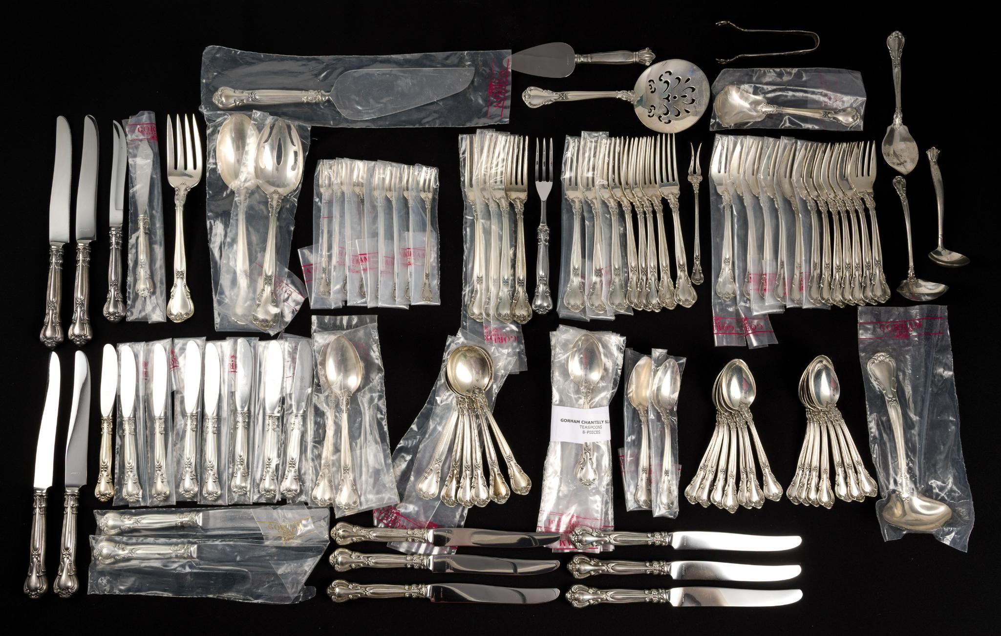 100 Pieces Gorham Chantilly Sterling Silver Flatware Service