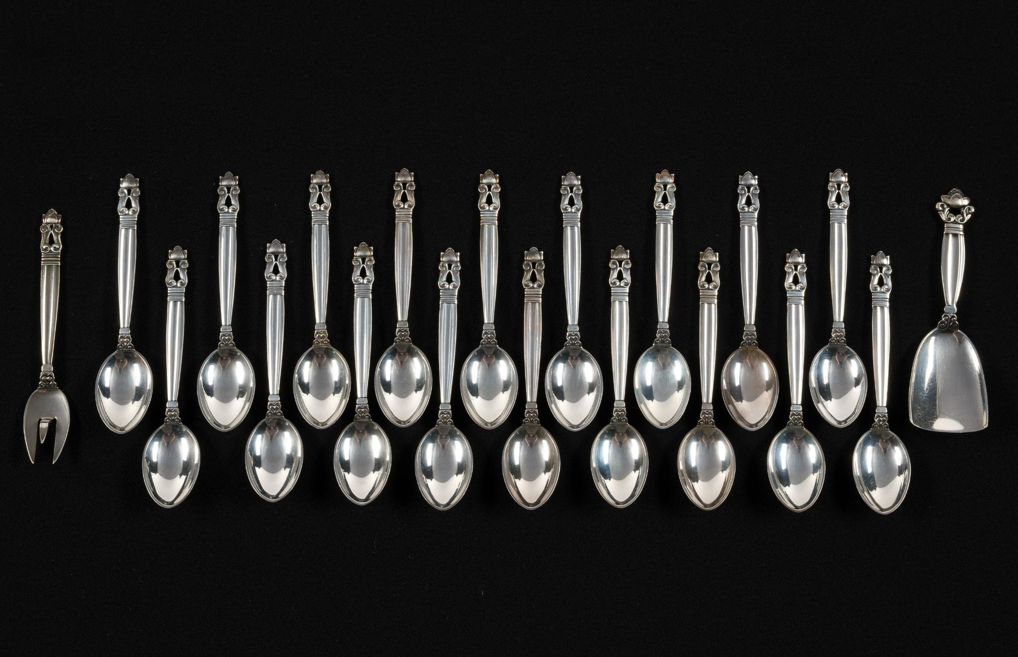 20 Pieces Georg Jensen Acorn Sterling Silver