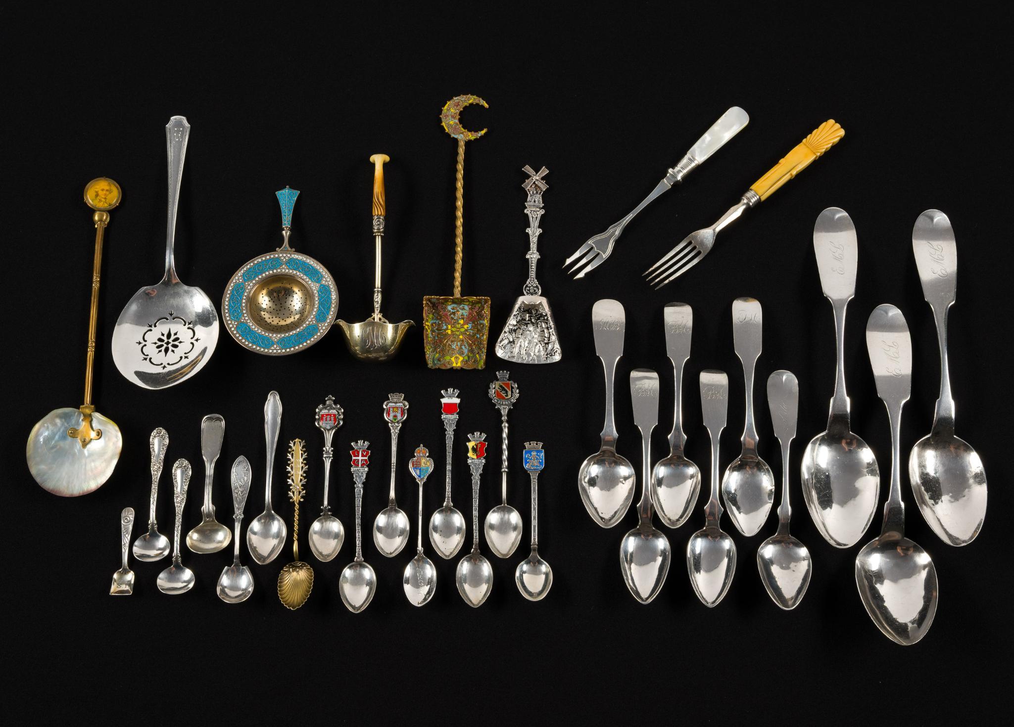 Sterling and Coin Silver Flatware Incl. Enamel and Souvenir