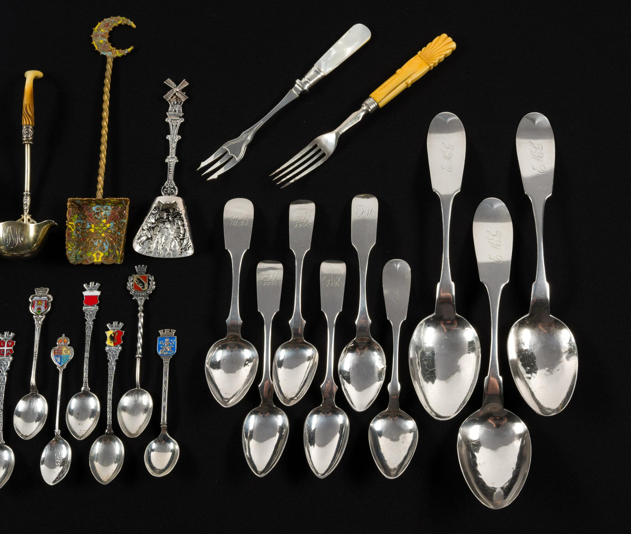 Sterling and Coin Silver Flatware Incl. Enamel and Souvenir