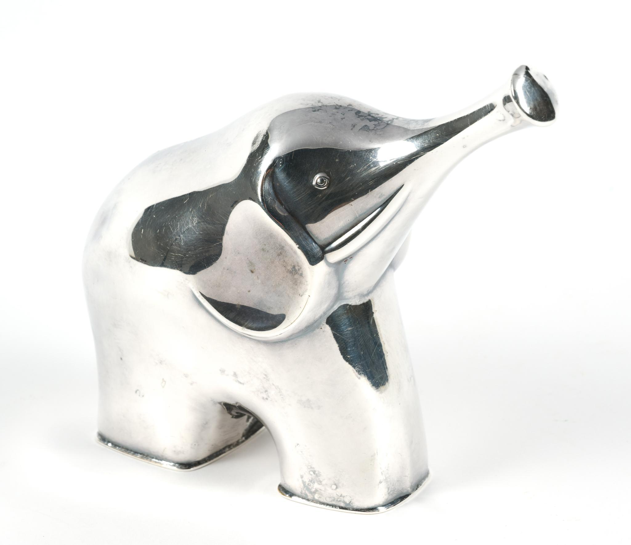Mid Century Danish Silverplate Elephant Coin Bank