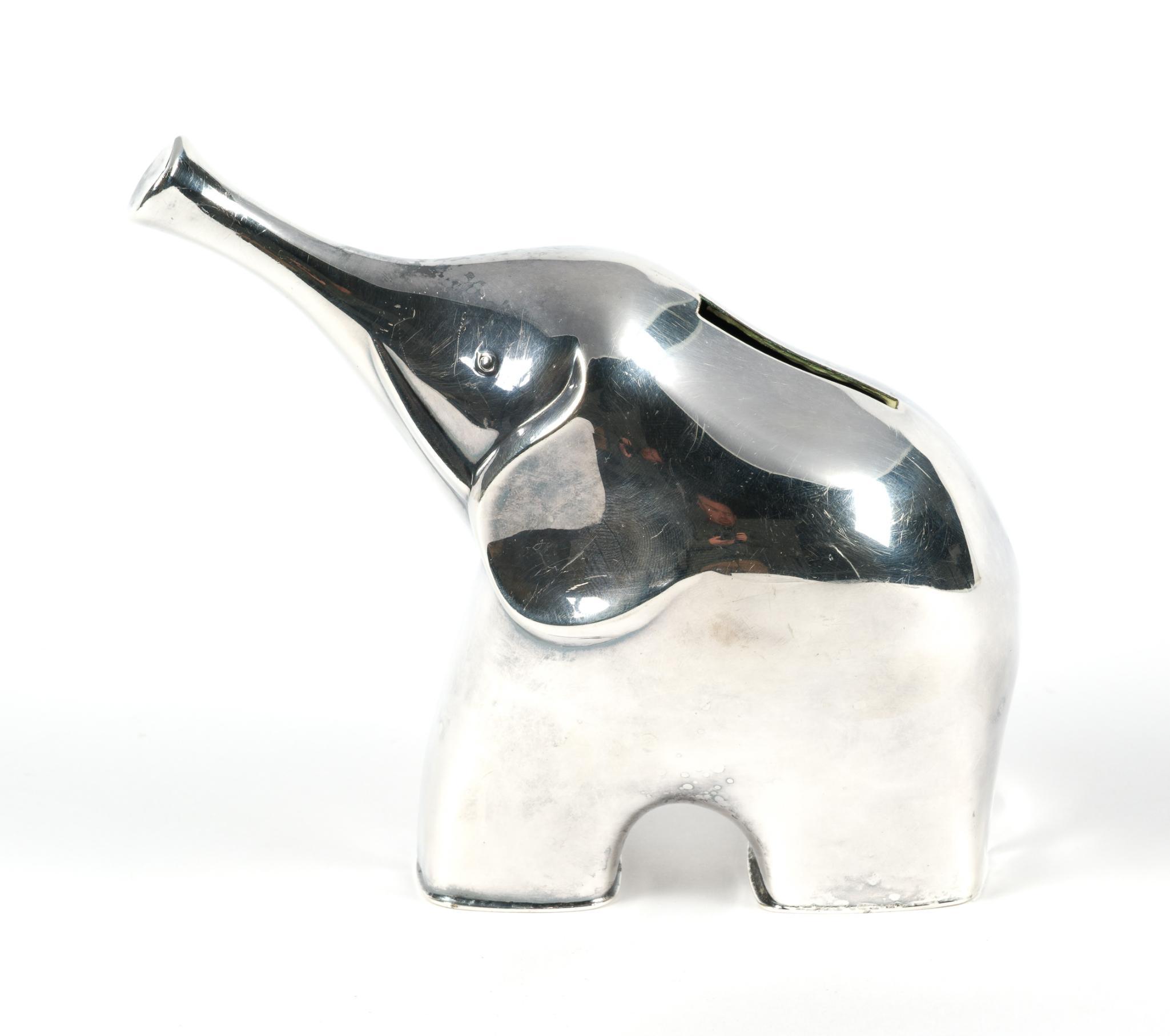 Mid Century Danish Silverplate Elephant Coin Bank
