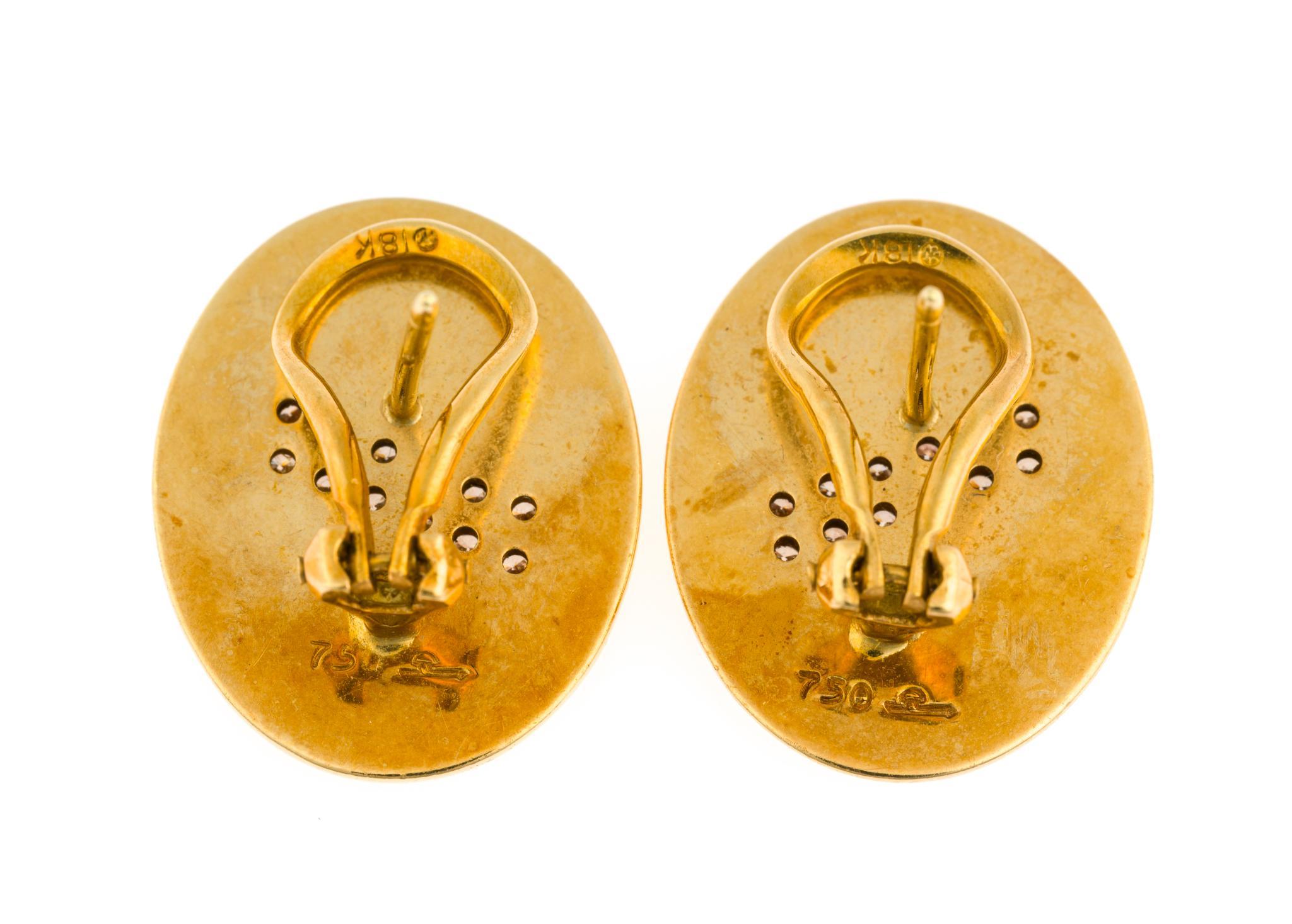 Vintage 18K Gold, Onyx, and Diamond Earrings