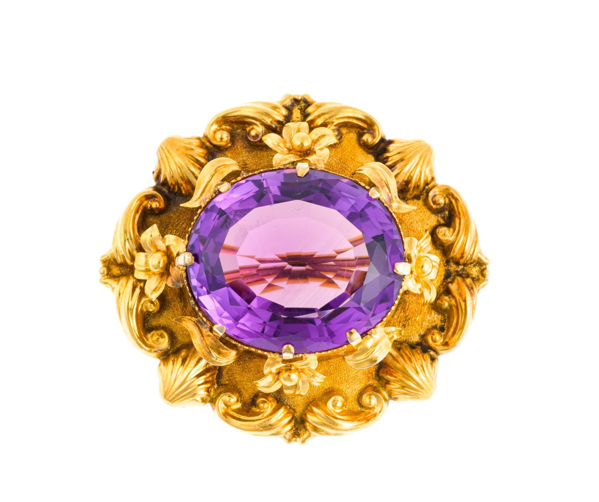 Victorian 20K Gold and Amethyst Brooch