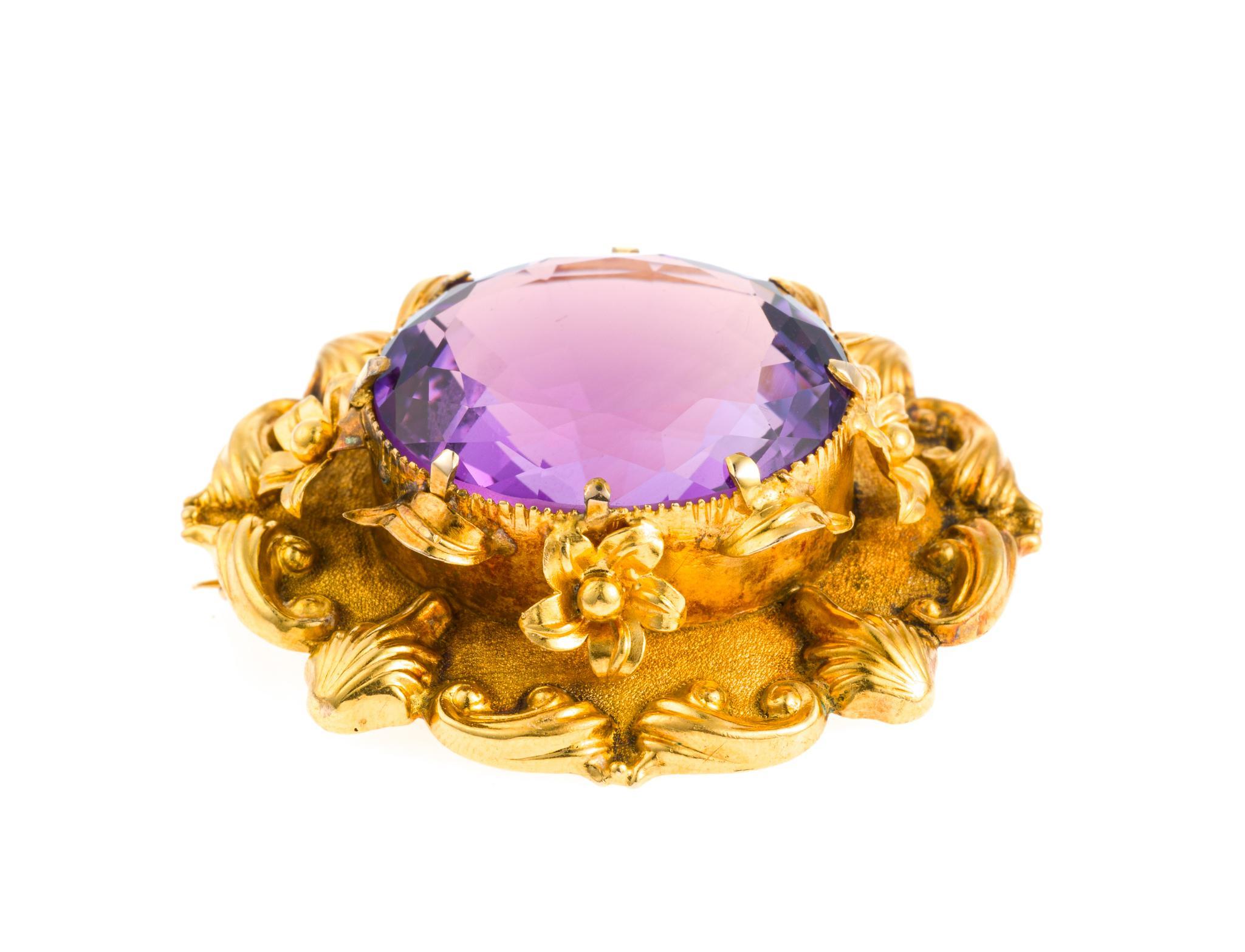 Victorian 20K Gold and Amethyst Brooch