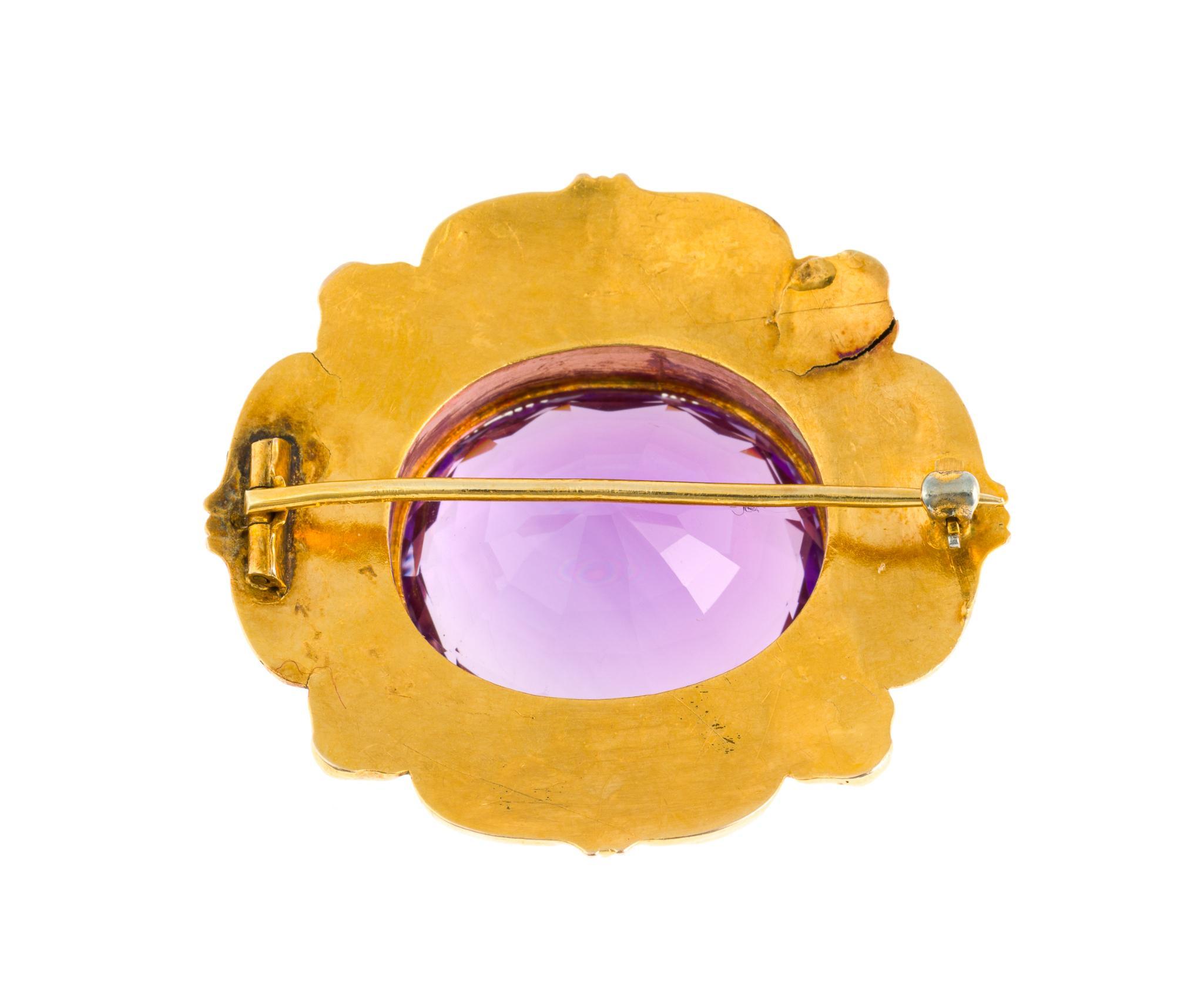 Victorian 20K Gold and Amethyst Brooch