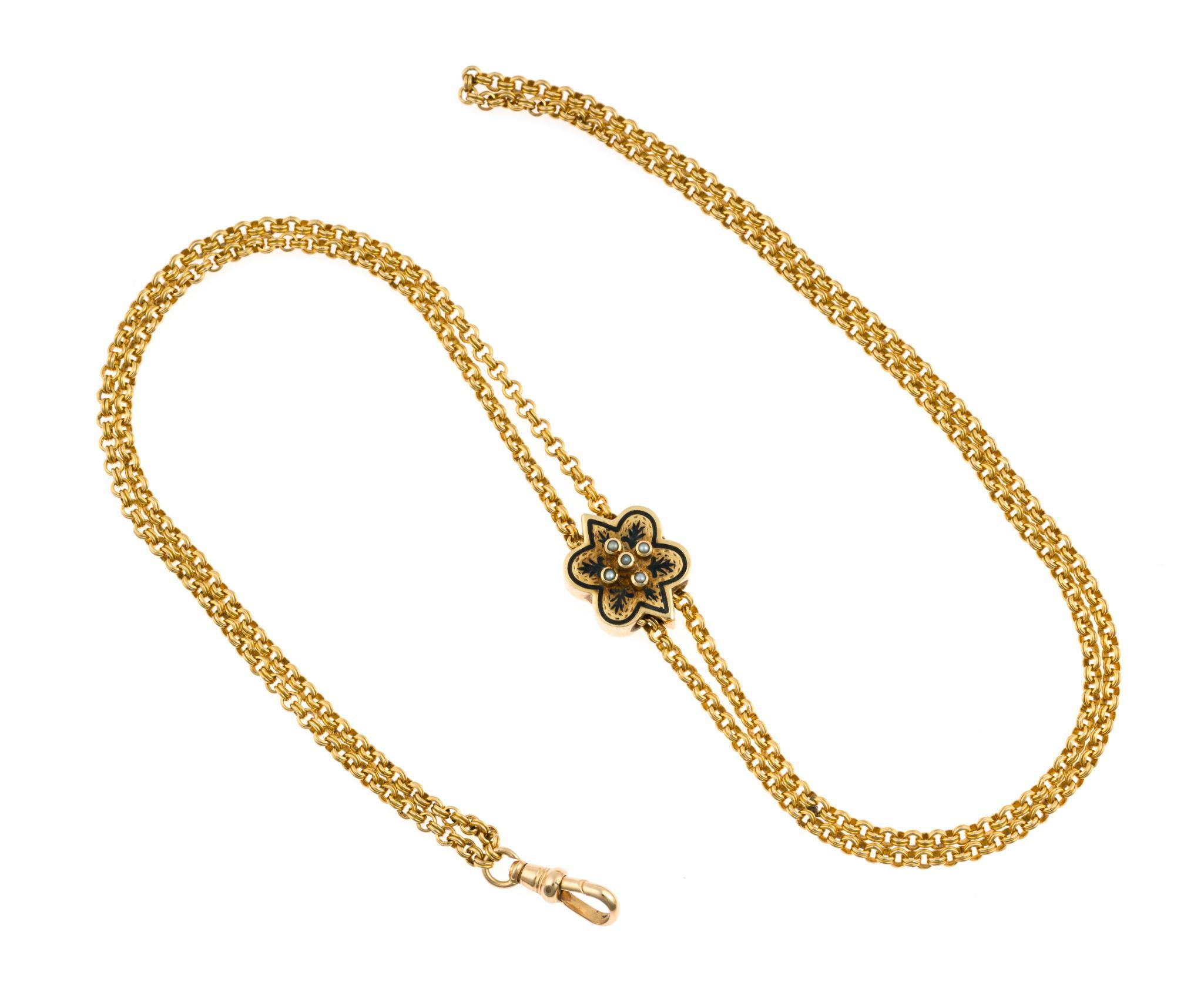 Victorian 14K and 15K Gold Watch Slide Chain