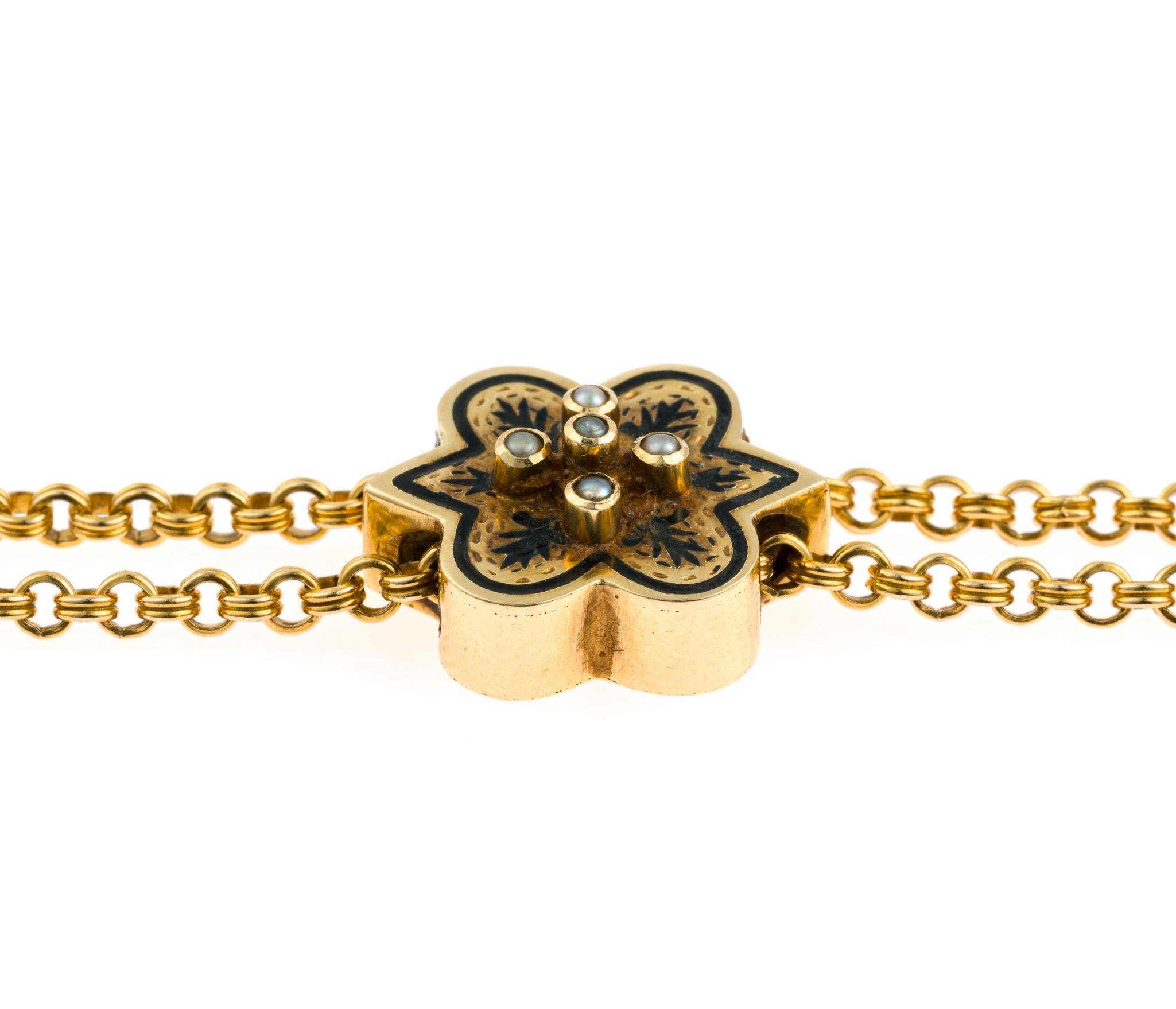 Victorian 14K and 15K Gold Watch Slide Chain