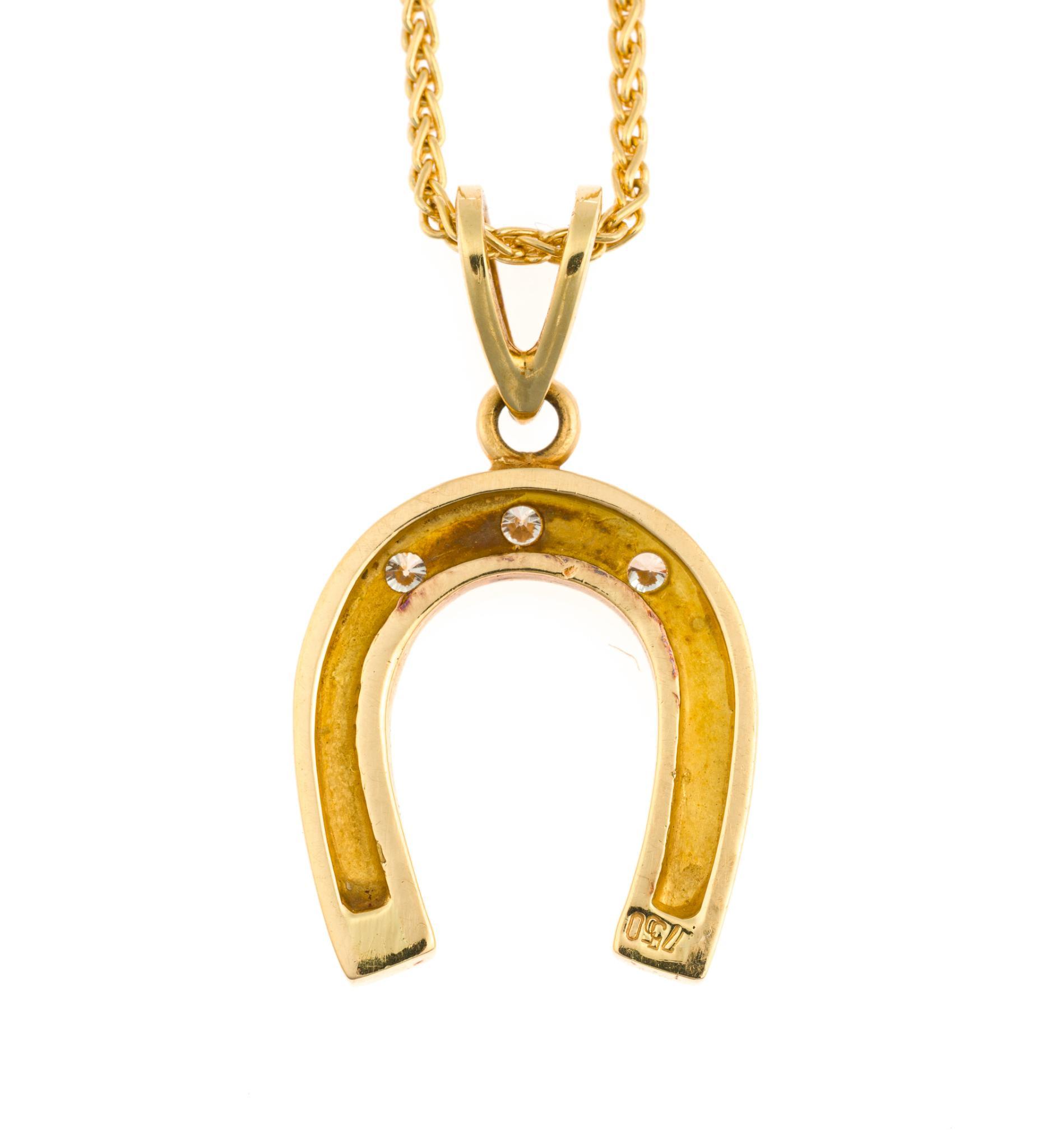 18K Gold Equestrian Horseshoe Pendant Necklace