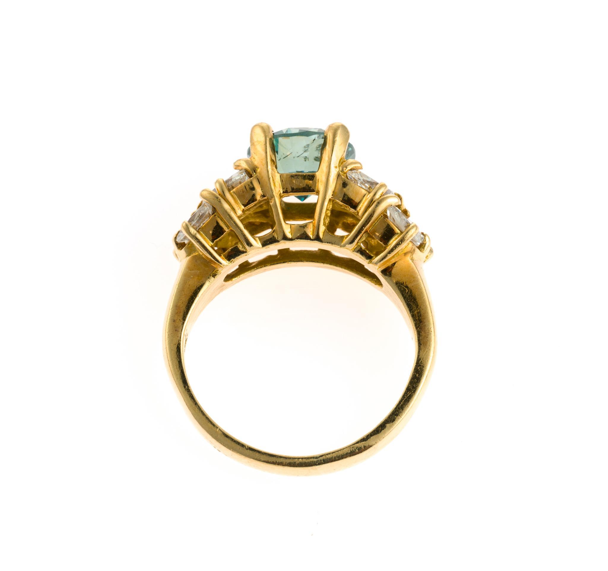 18K Gold and 1.6 Ct Blue Diamond Ring