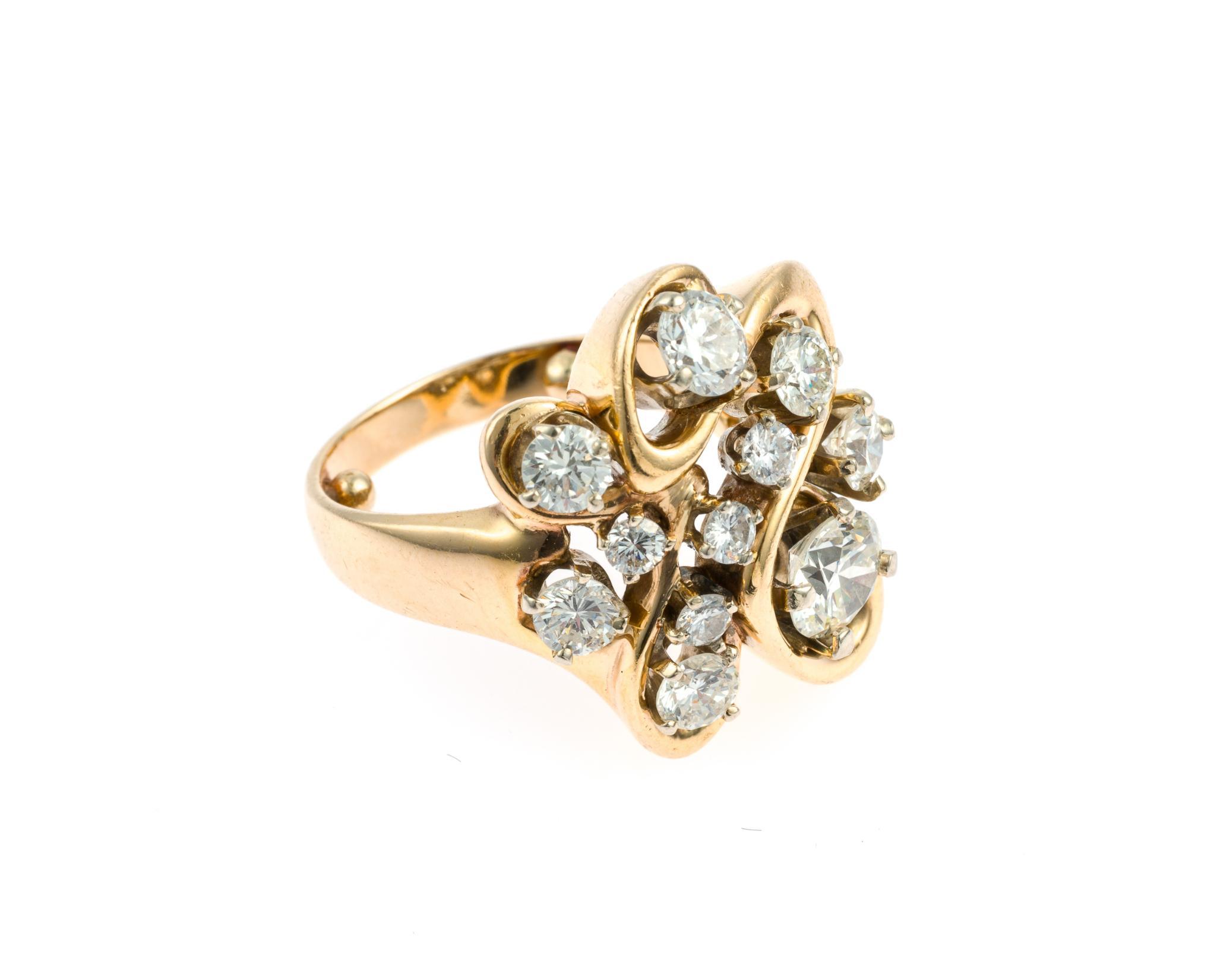14K Gold Freeform & 2.29 CTW Diamond Ring
