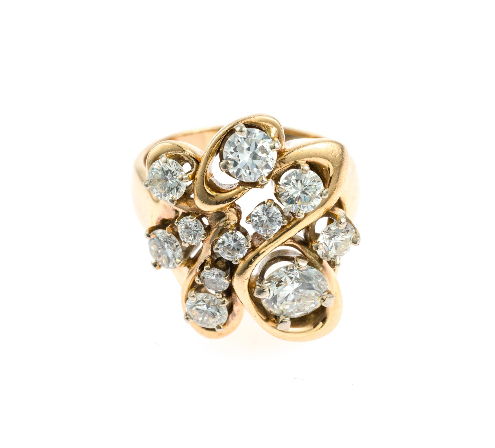 14K Gold Freeform & 2.29 CTW Diamond Ring