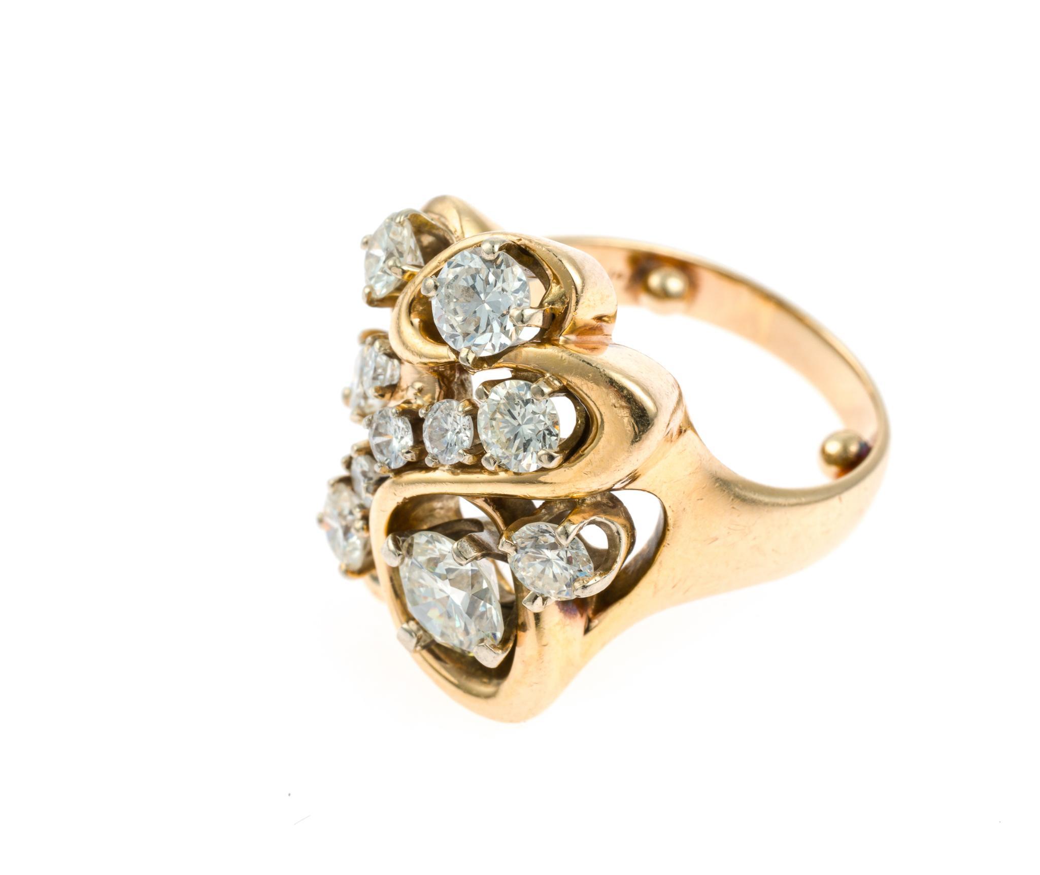 14K Gold Freeform & 2.29 CTW Diamond Ring