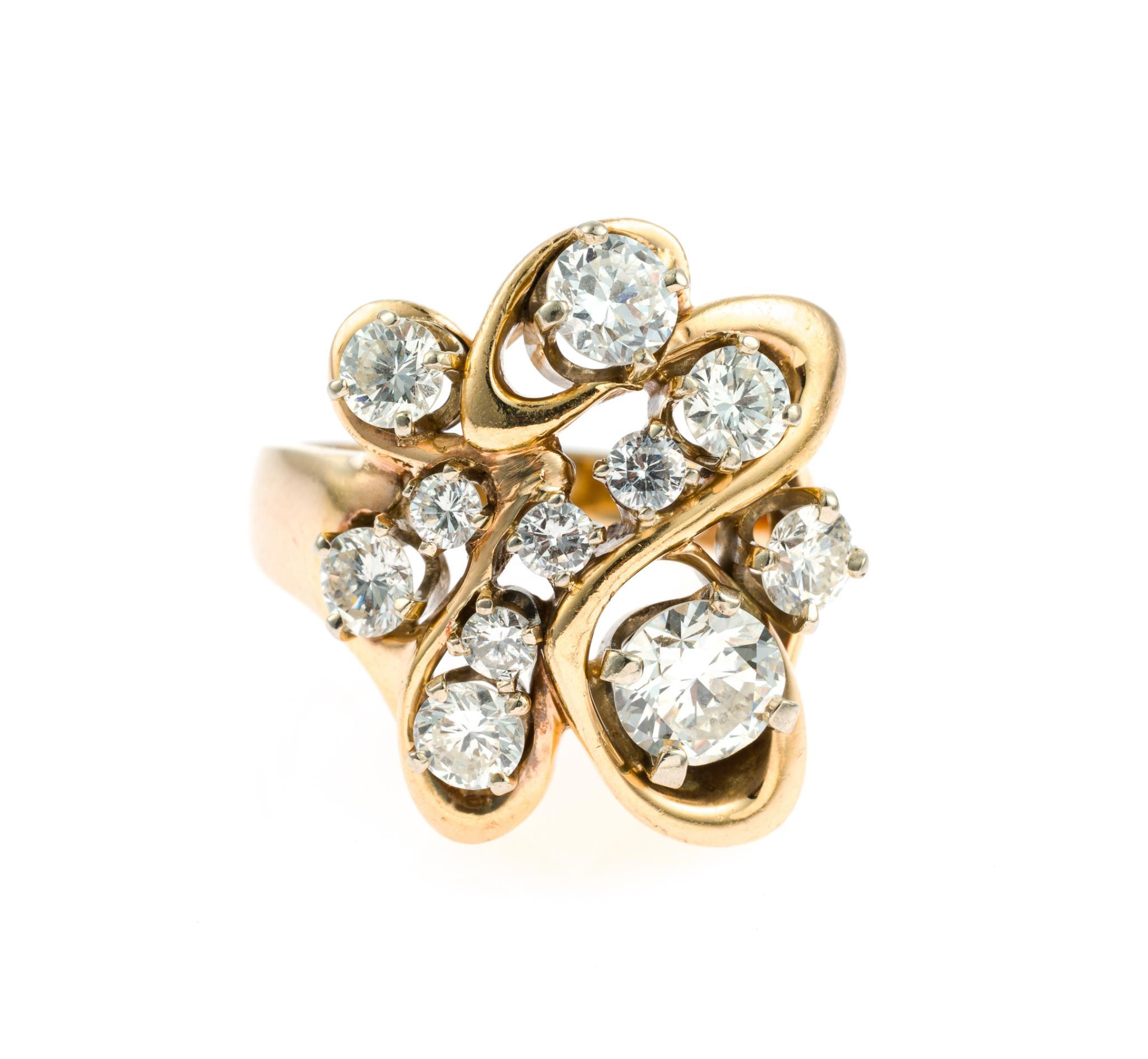 14K Gold Freeform & 2.29 CTW Diamond Ring