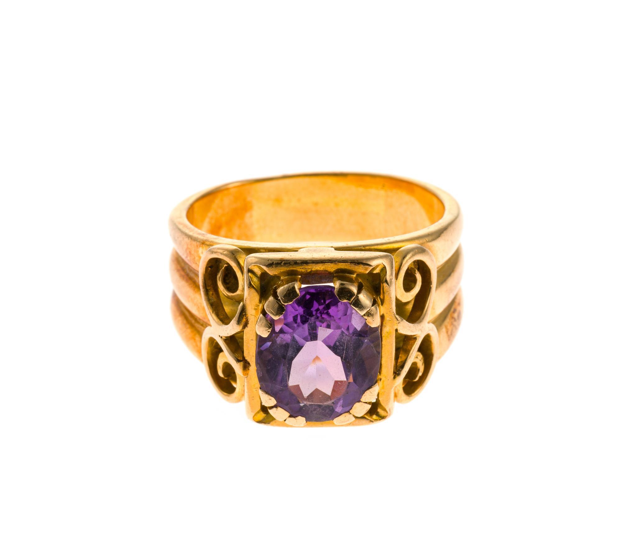 18K Gold & Amethyst Ring