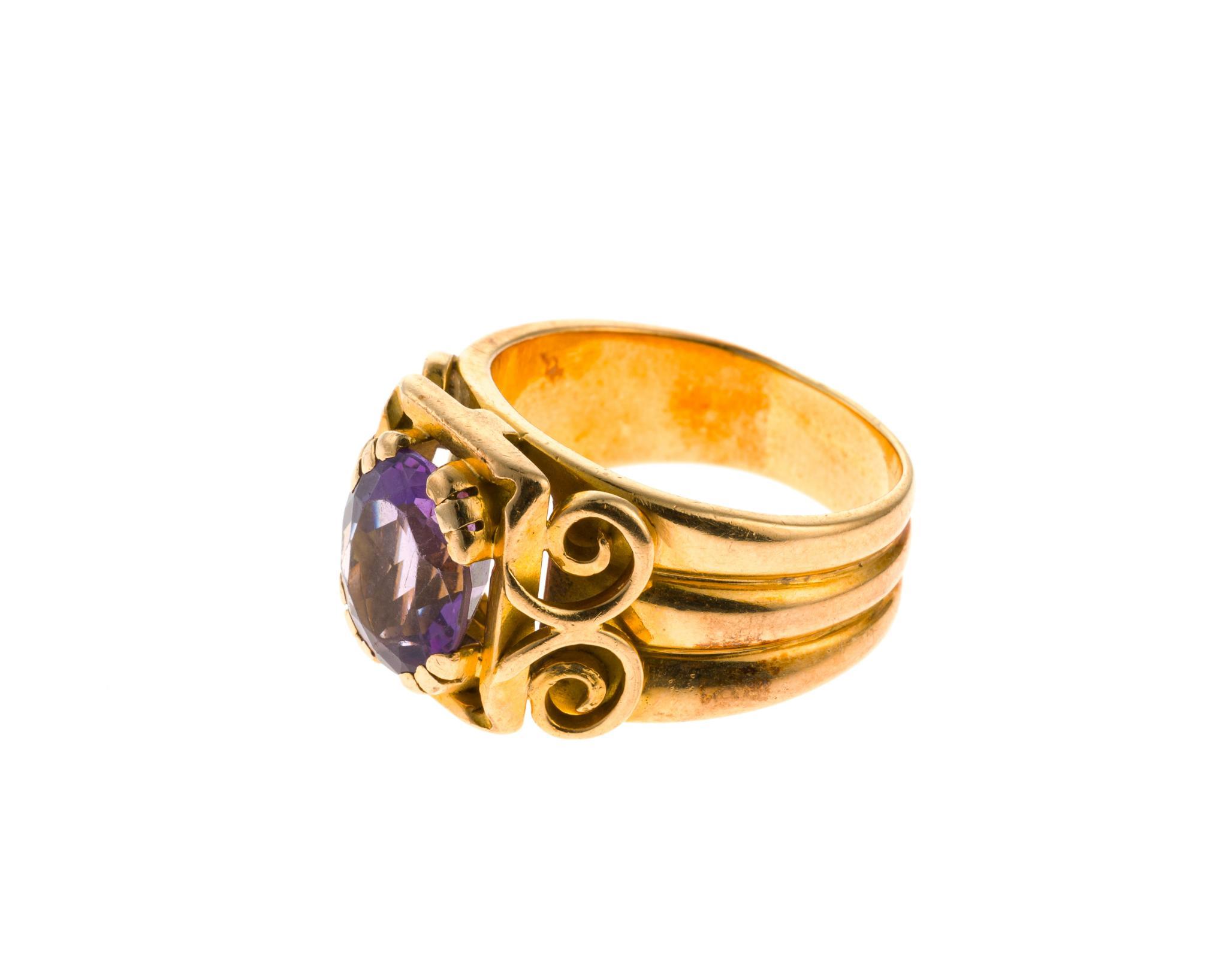 18K Gold & Amethyst Ring