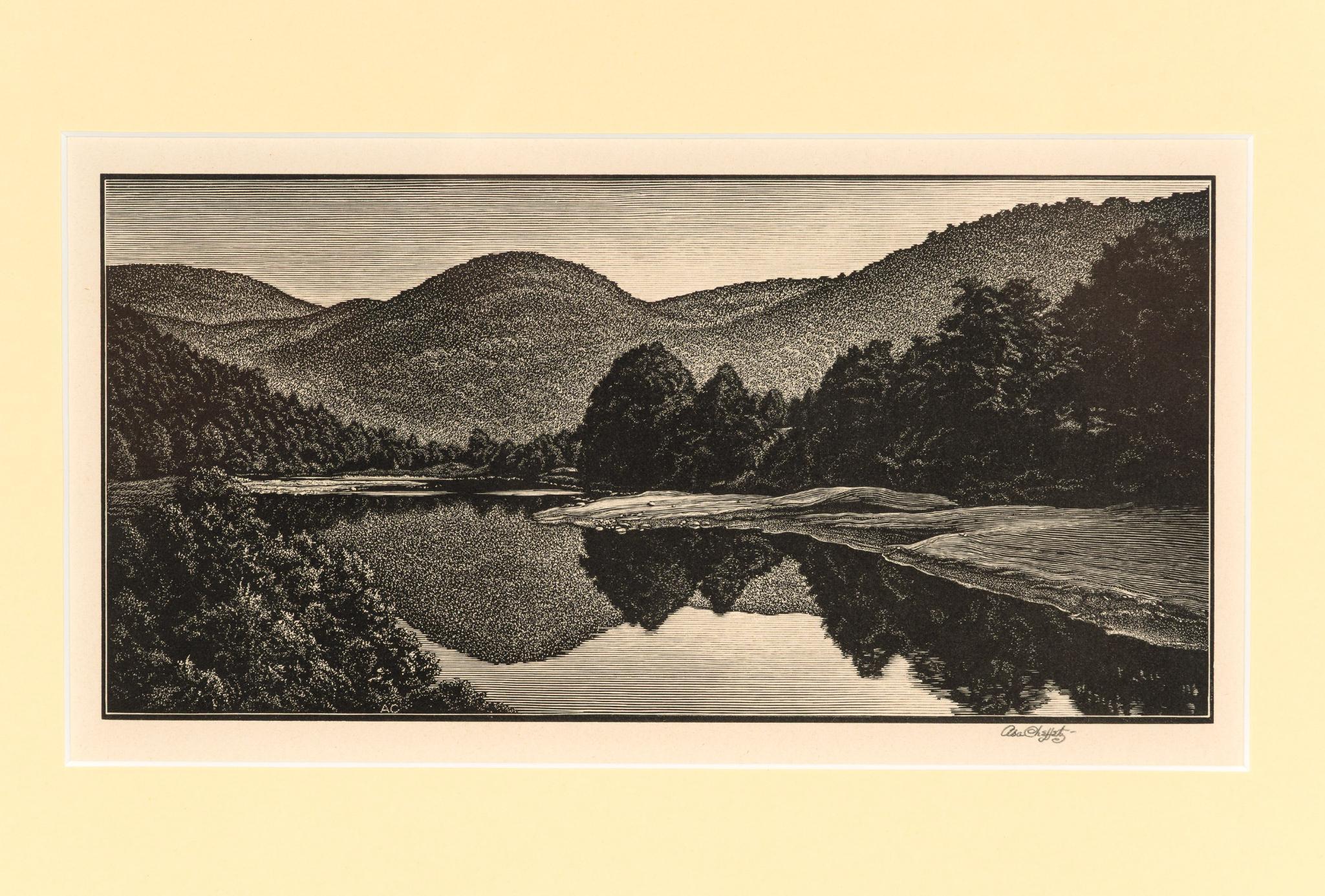 Asa Cheffetz "Along The Winooski" Signed Original Wood-Engraving