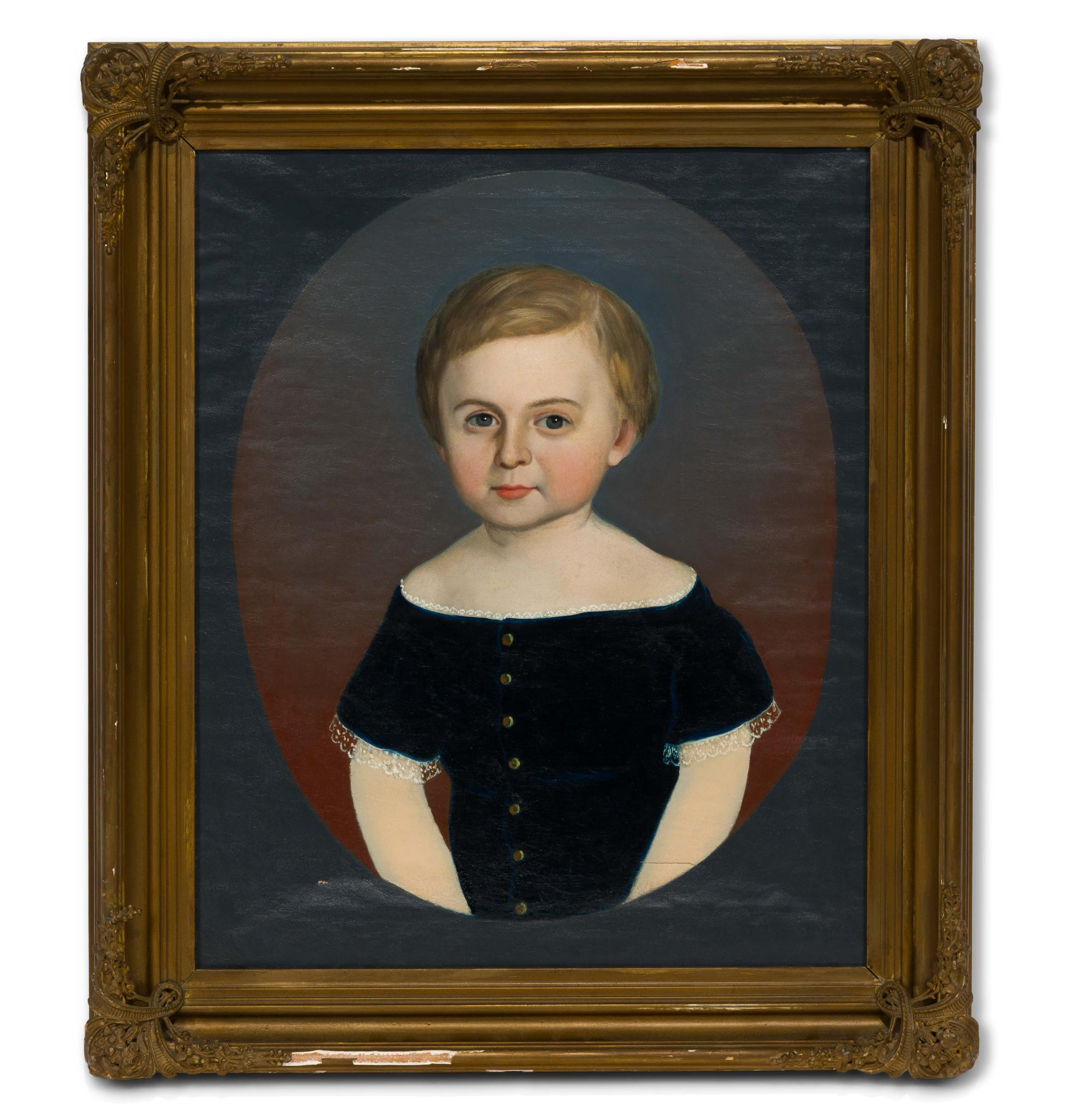 New York American School 19th C Oil on Canvas Portrait Painting