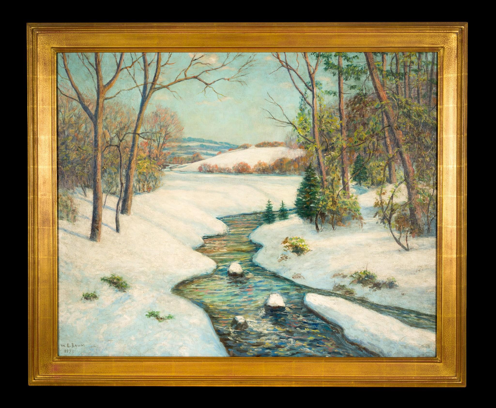 "Sunny Winter Day" by Walter Emerson Baum (American, 1884 - 1956) Oil On Canvas 1921