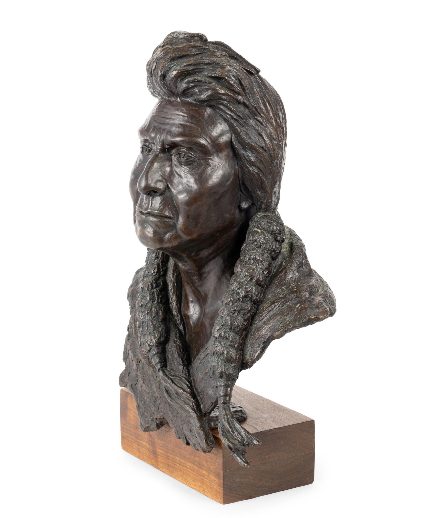 Steven L. Knight Bronze Native American Bust Sculpture