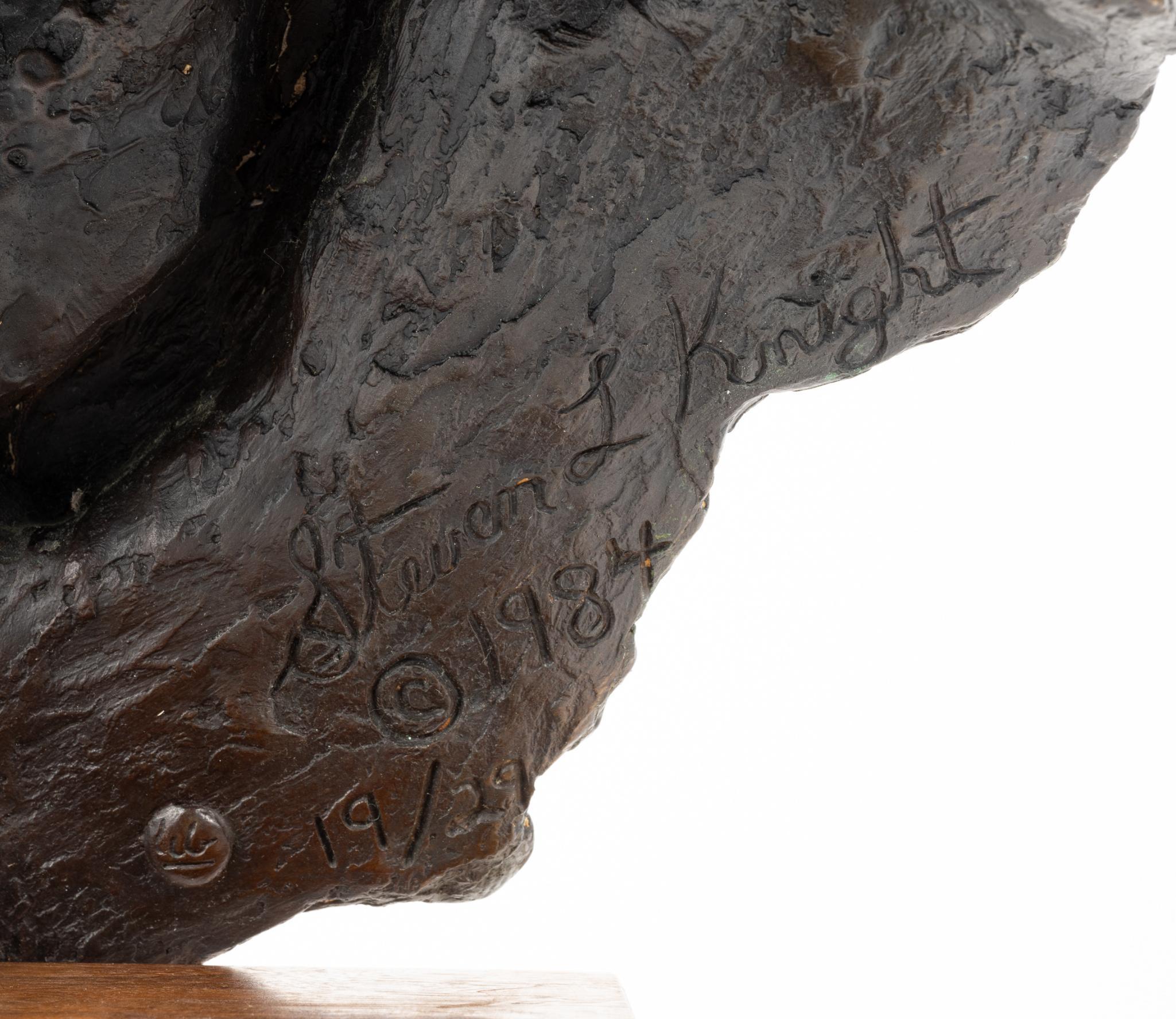 Steven L. Knight Bronze Native American Bust Sculpture