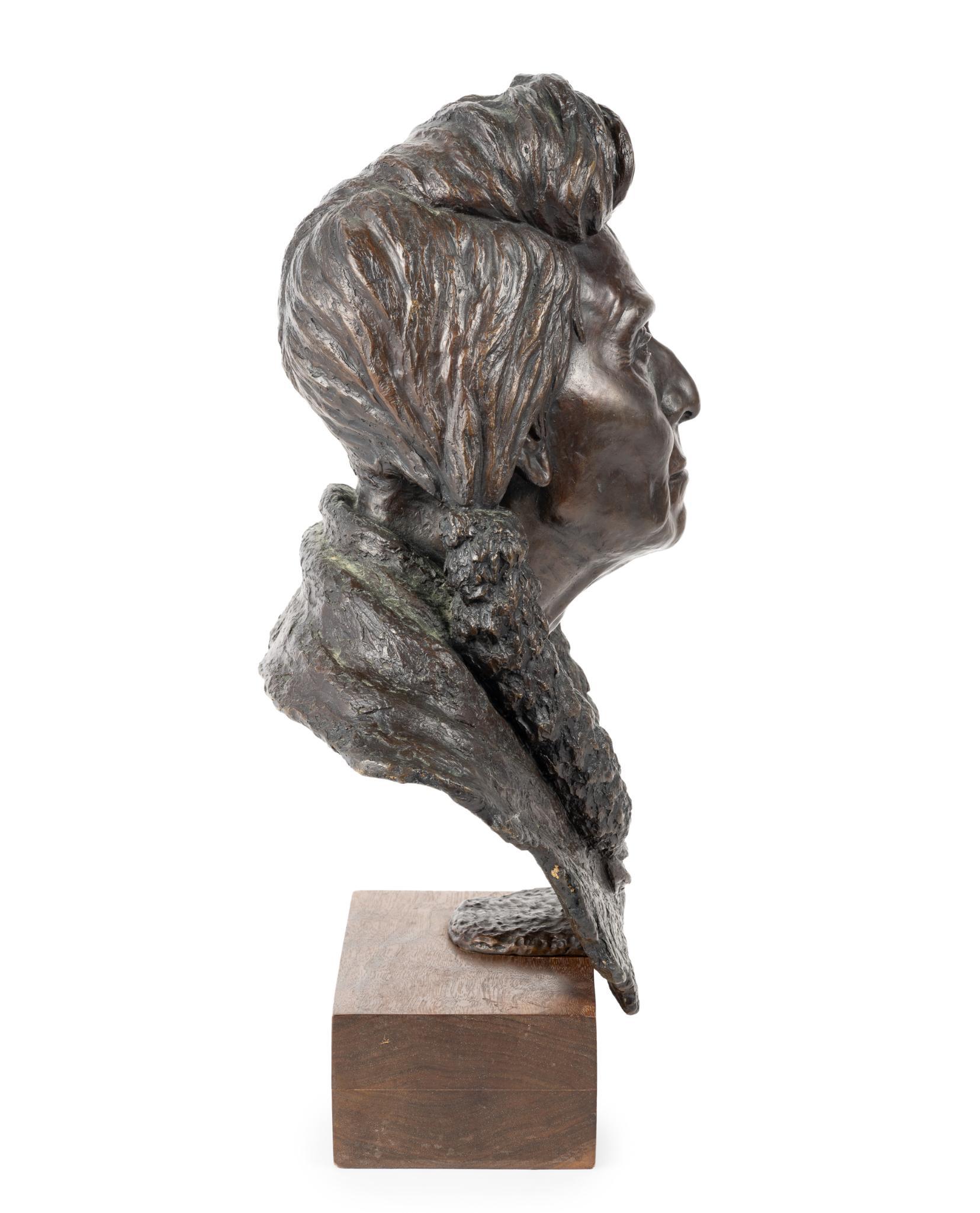 Steven L. Knight Bronze Native American Bust Sculpture