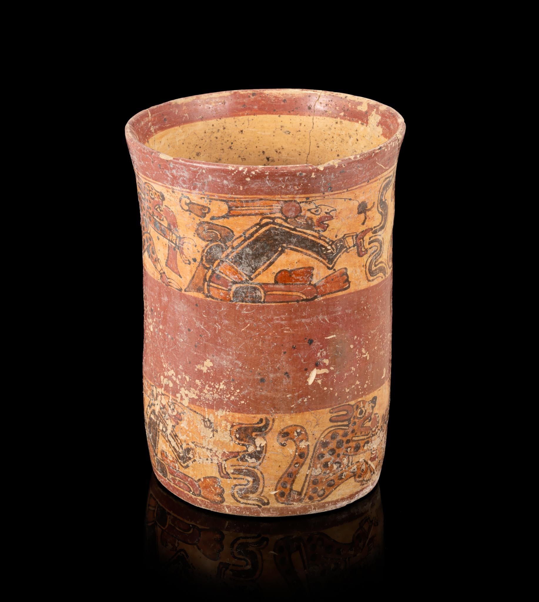 Pre-Columbian Maya Polychrome Cocao Vase