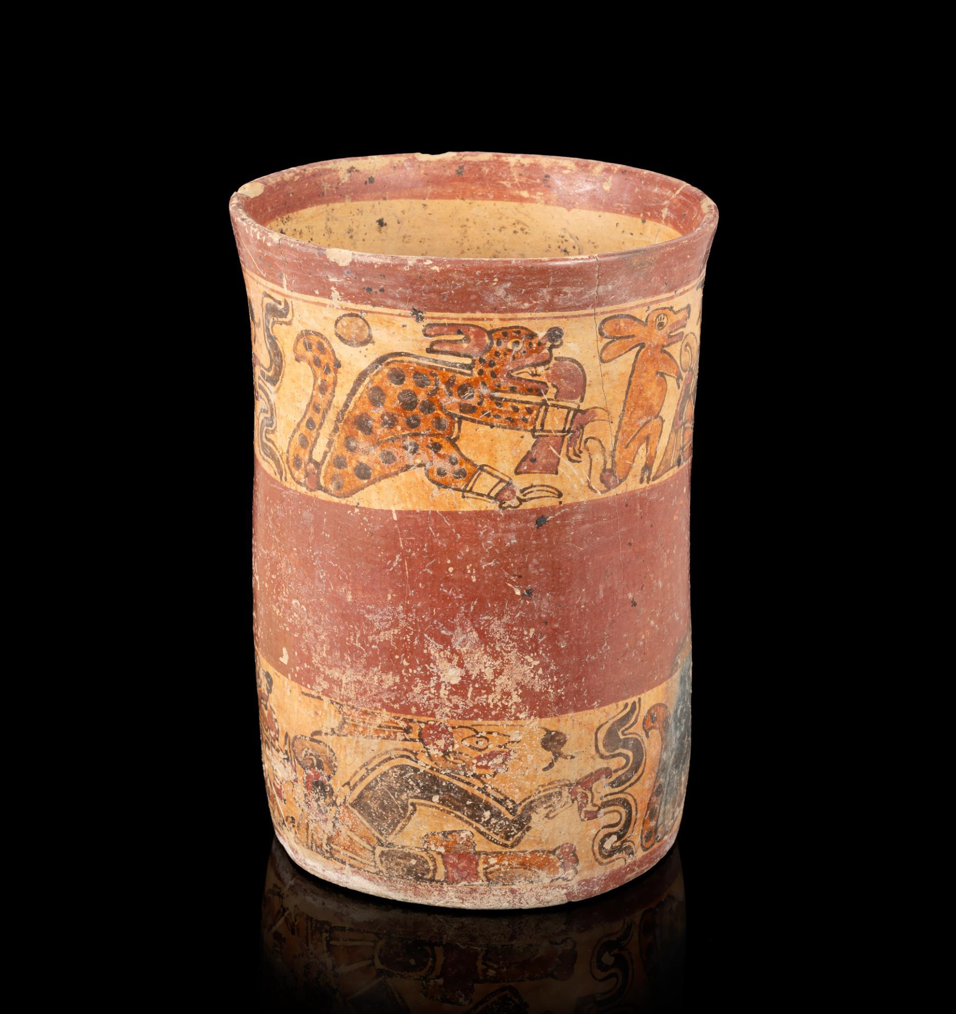 Pre-Columbian Maya Polychrome Cocao Vase