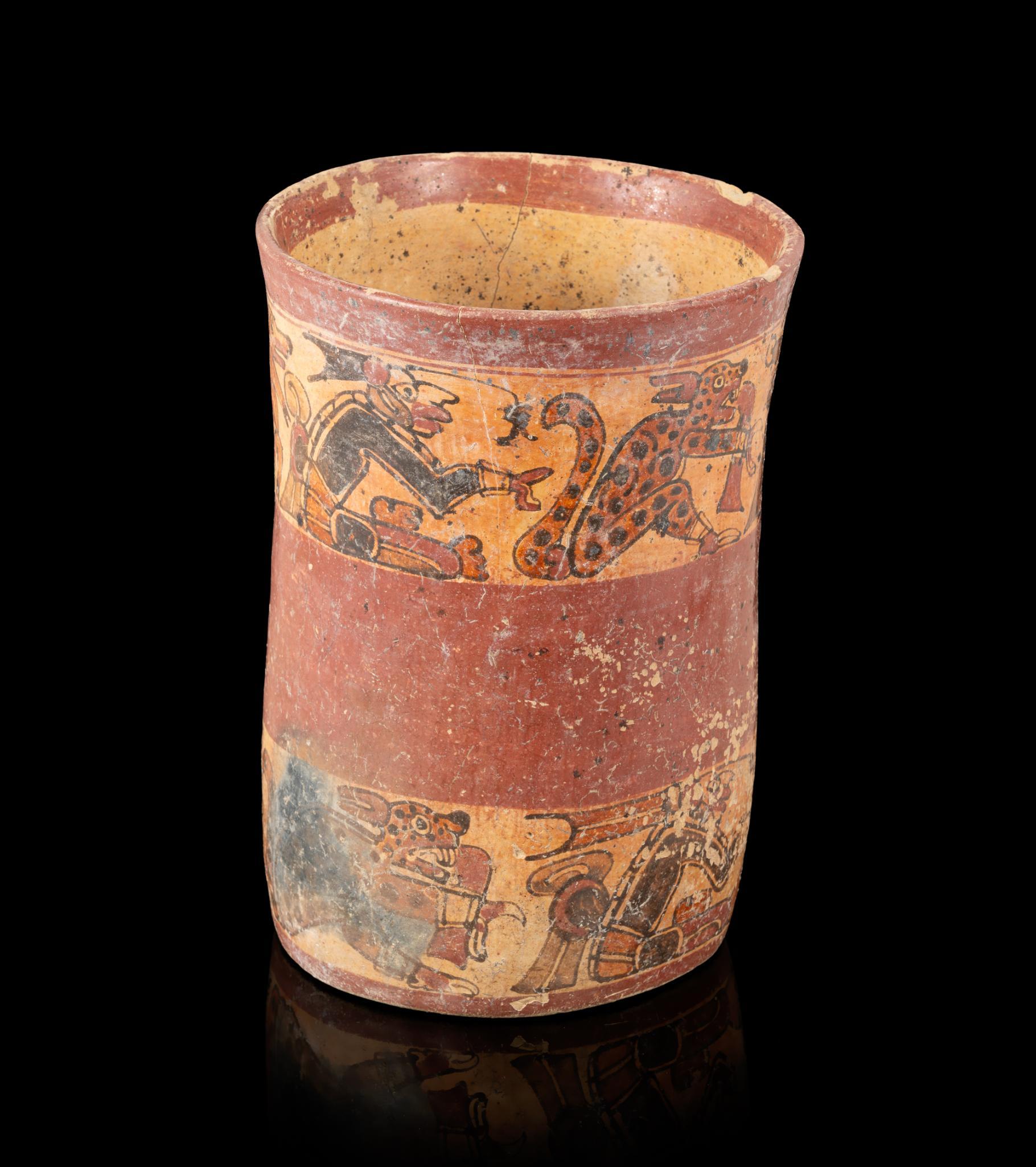Pre-Columbian Maya Polychrome Cocao Vase