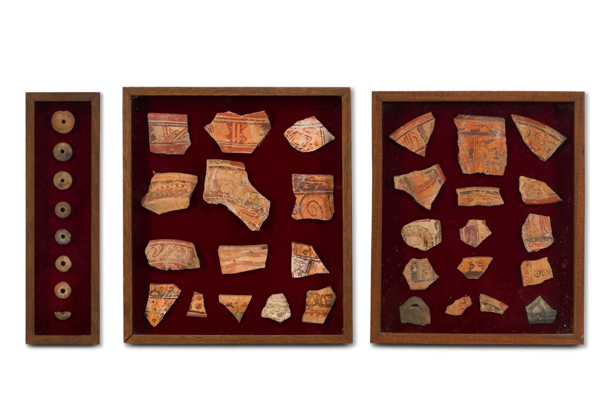 3 Framed Pre Colombian Pottery Shards