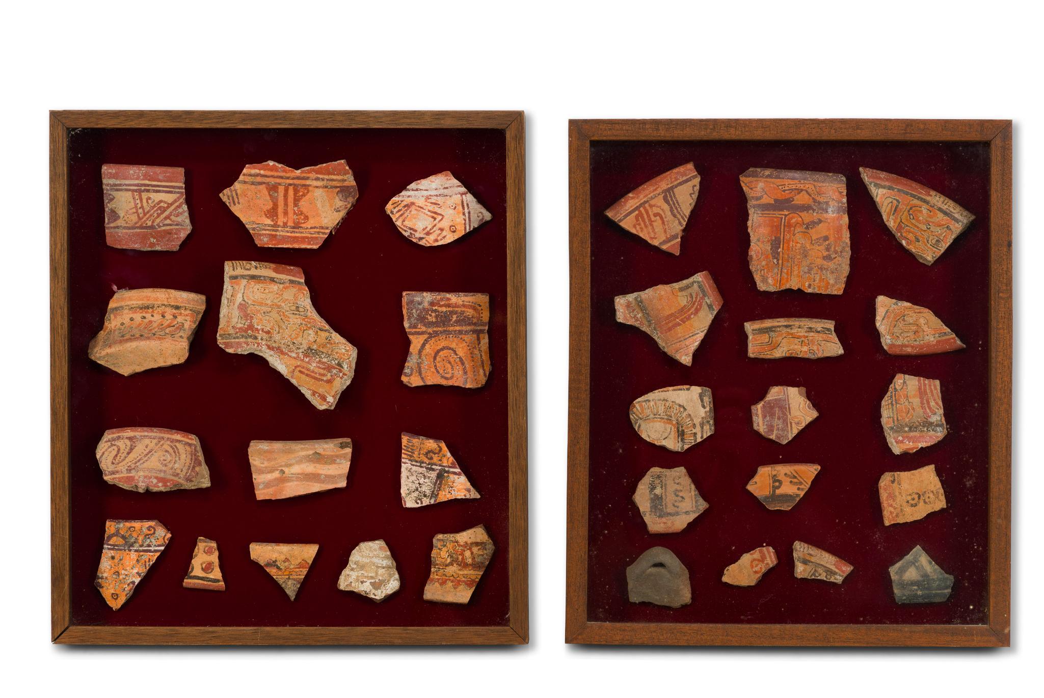 3 Framed Pre Colombian Pottery Shards