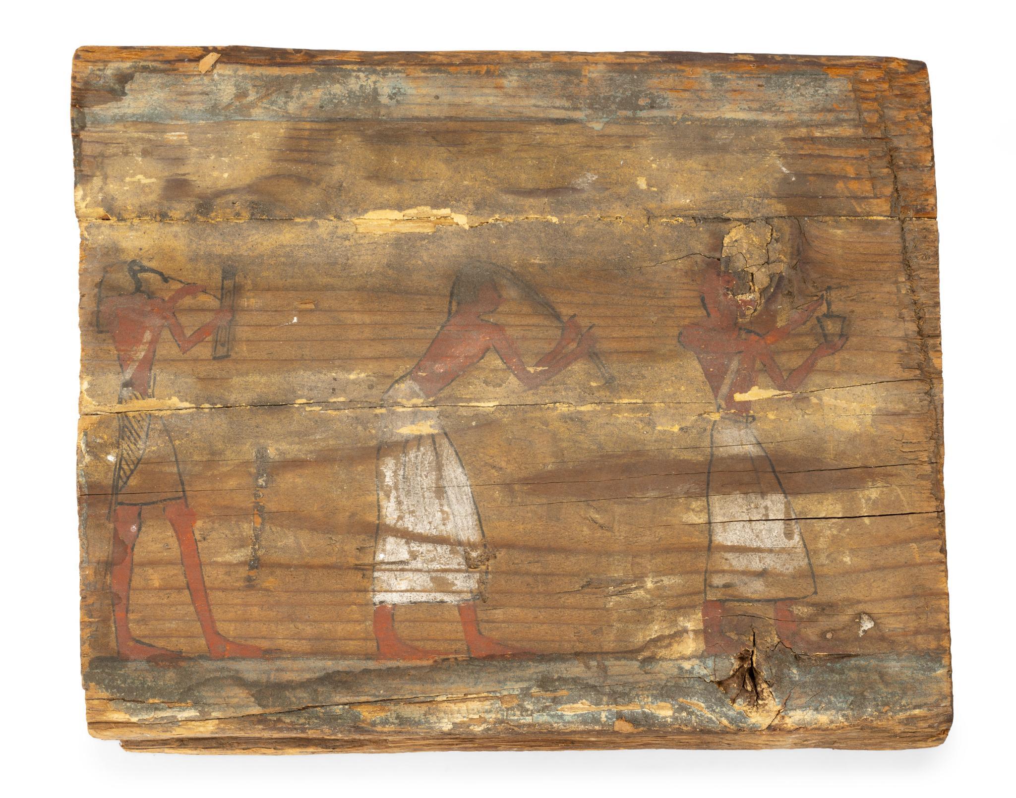 4 Egyptian Painted Wood Fragments