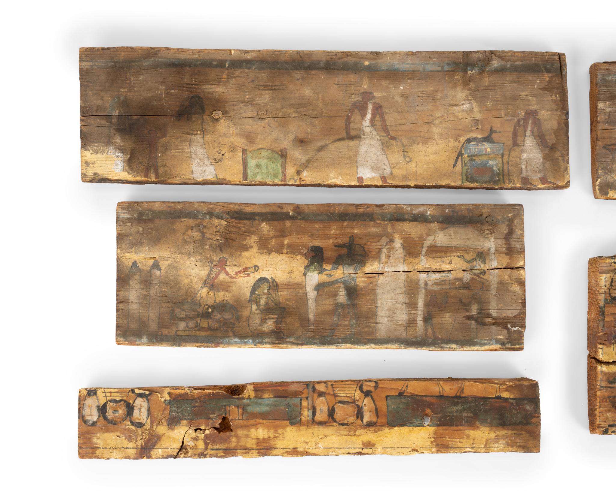 5 Egyptian Painted Wood Panels