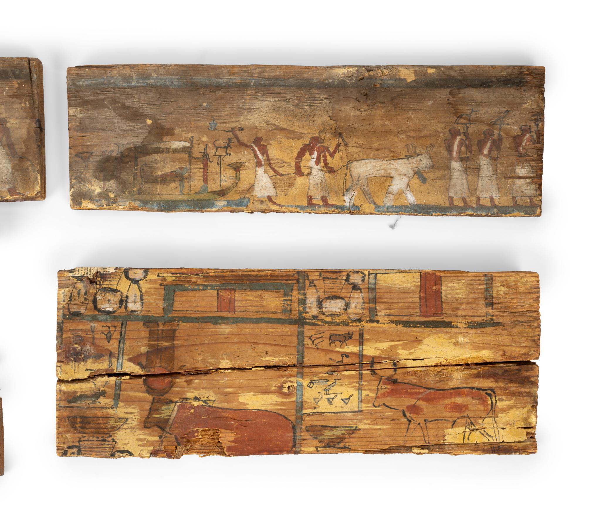5 Egyptian Painted Wood Panels