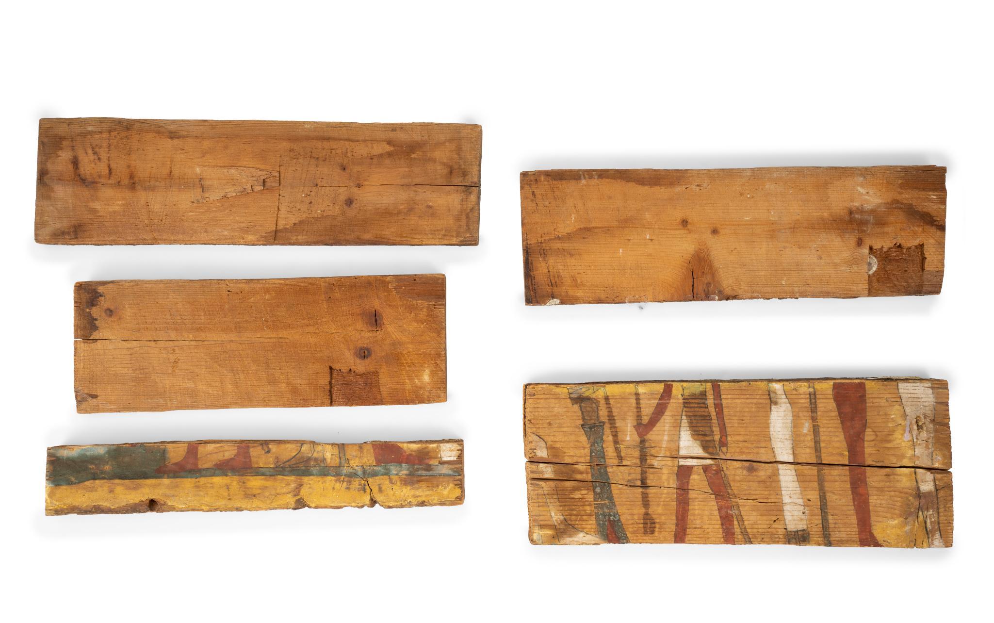 5 Egyptian Painted Wood Panels