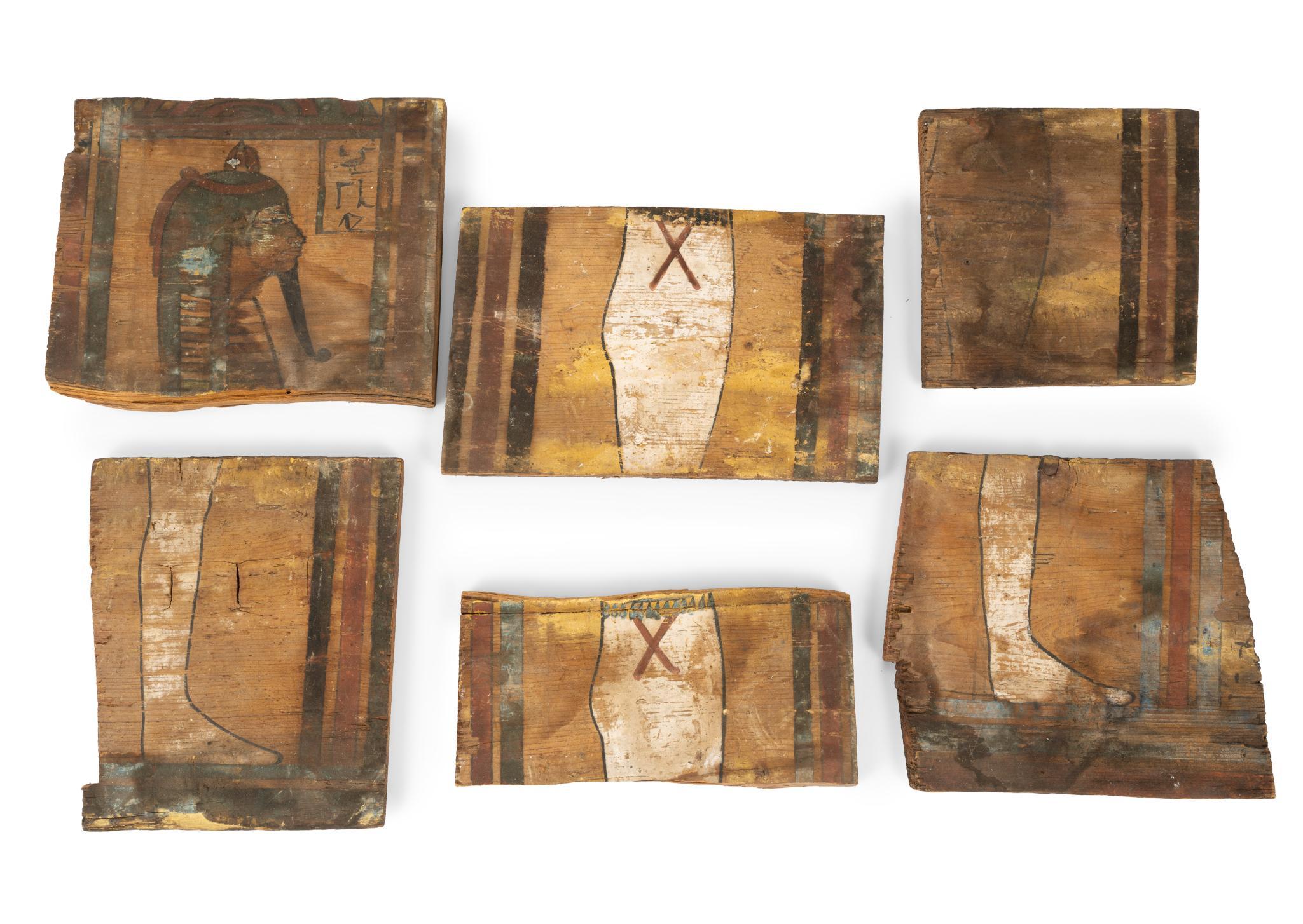 6 Egyptian Painted Wood Panels