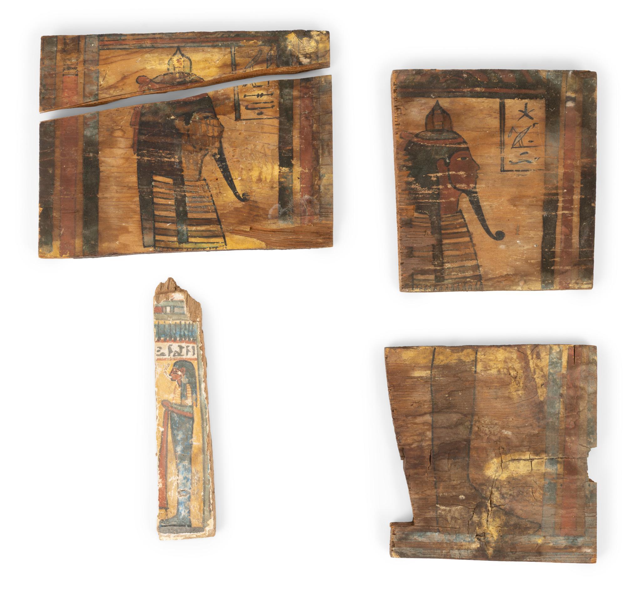 5 Egyptain Painted Wood Panels