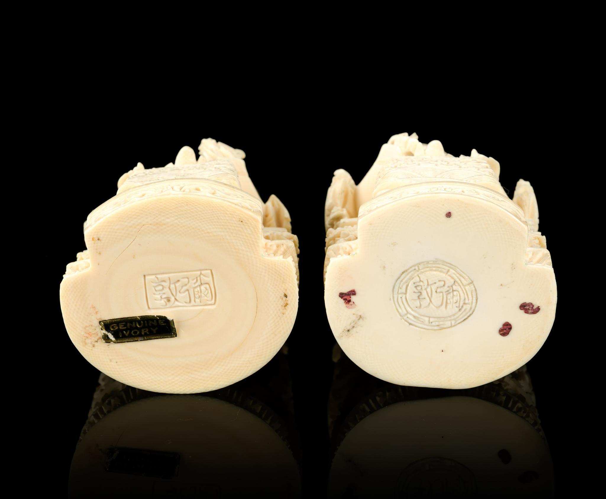 PA RESIDENTS ONLY: Pair of Chinese Emperor Carved Ivory Figures