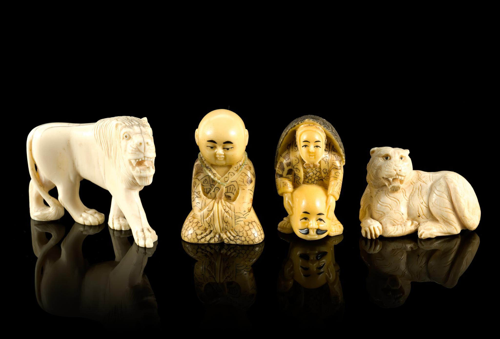 PA RESIDENTS ONLY: 4 Japanese and Chinese Carved Ivory Figures