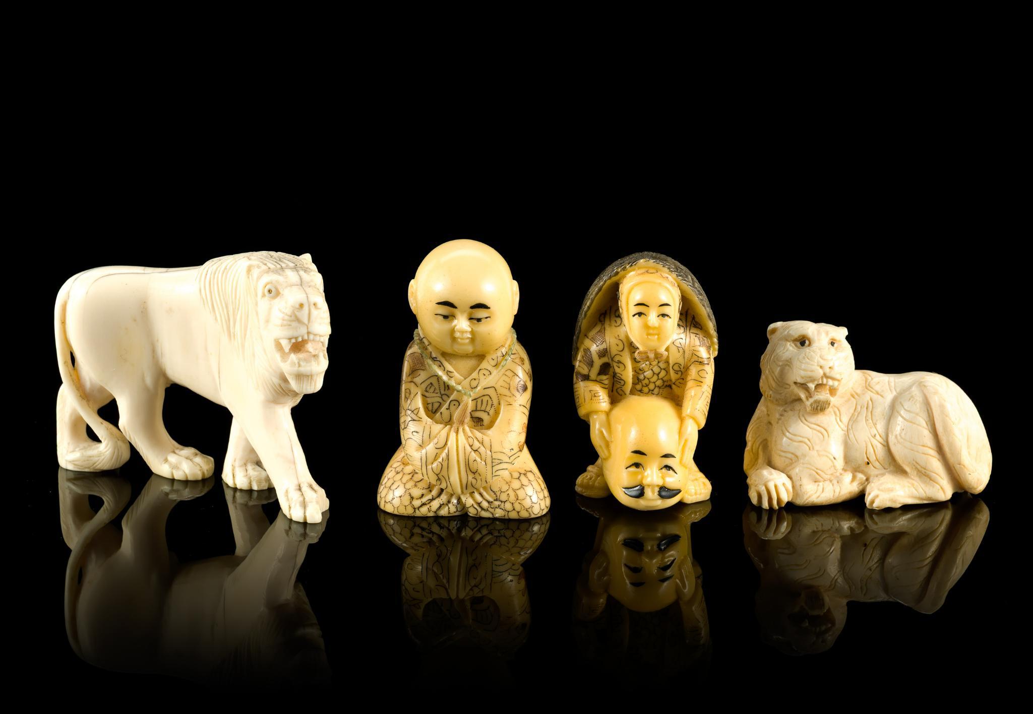 PA RESIDENTS ONLY: 4 Japanese and Chinese Carved Ivory Figures