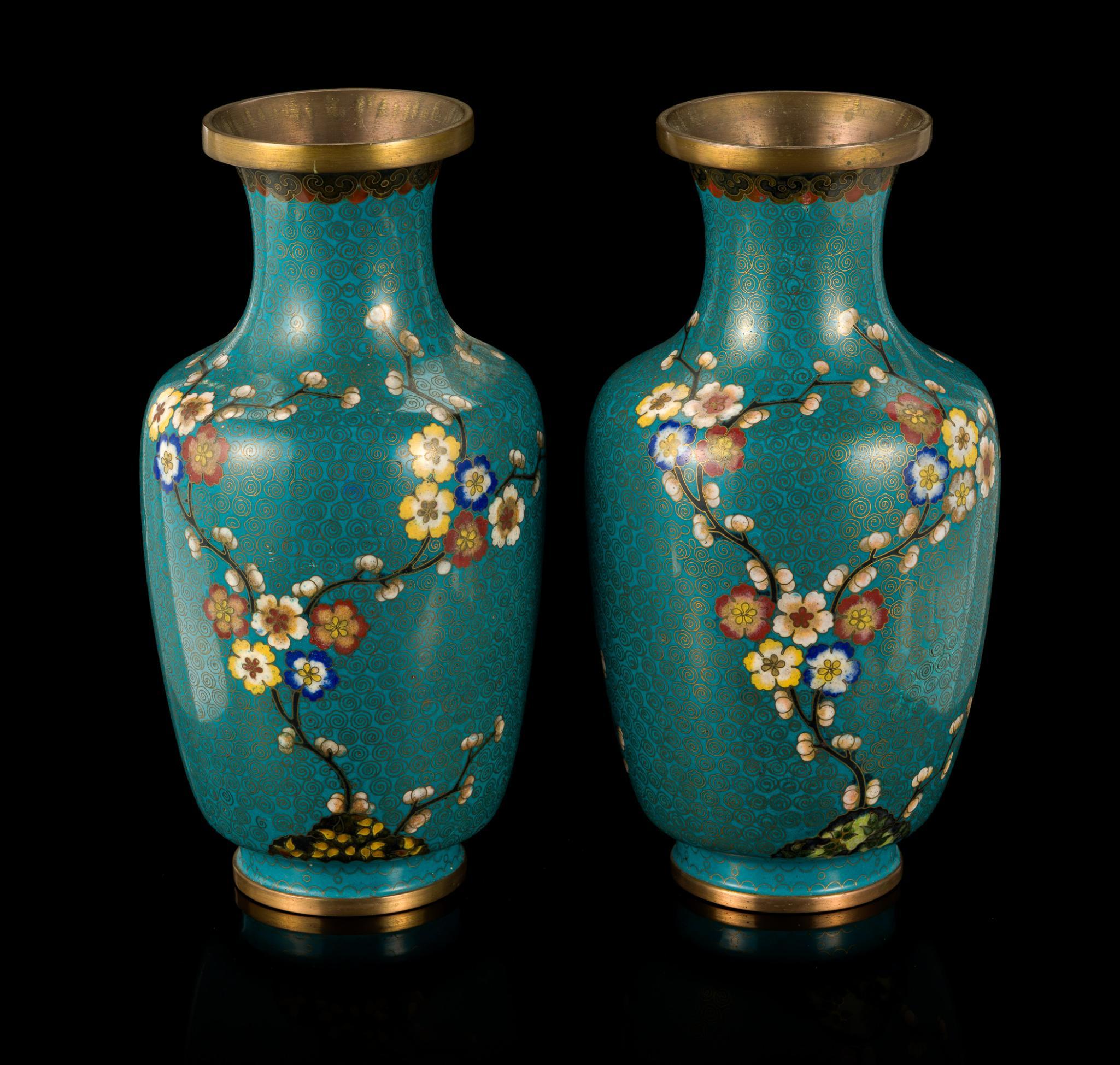 3 Chinese Vases Incl. Cloisonne and Famille Rose