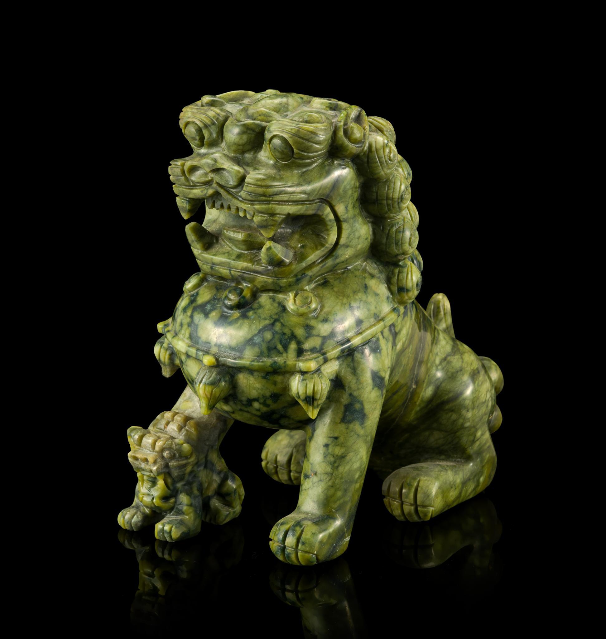 Chinese Carved Hardstone Foo Dog