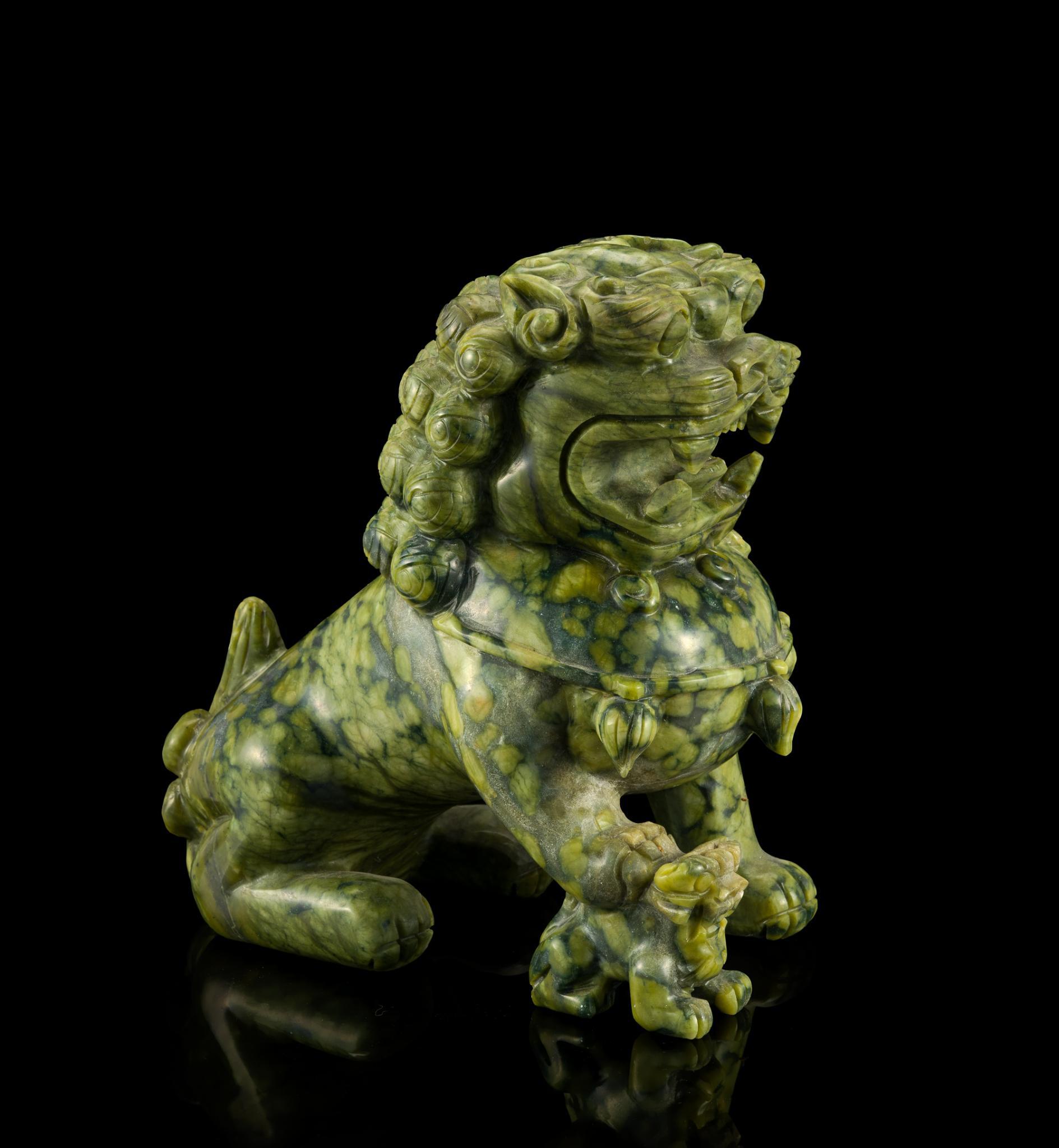 Chinese Carved Hardstone Foo Dog