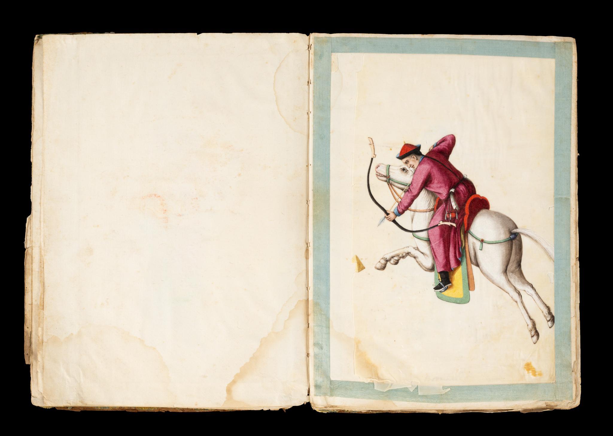 19th C Warriors of China Pith Paper Painting Album