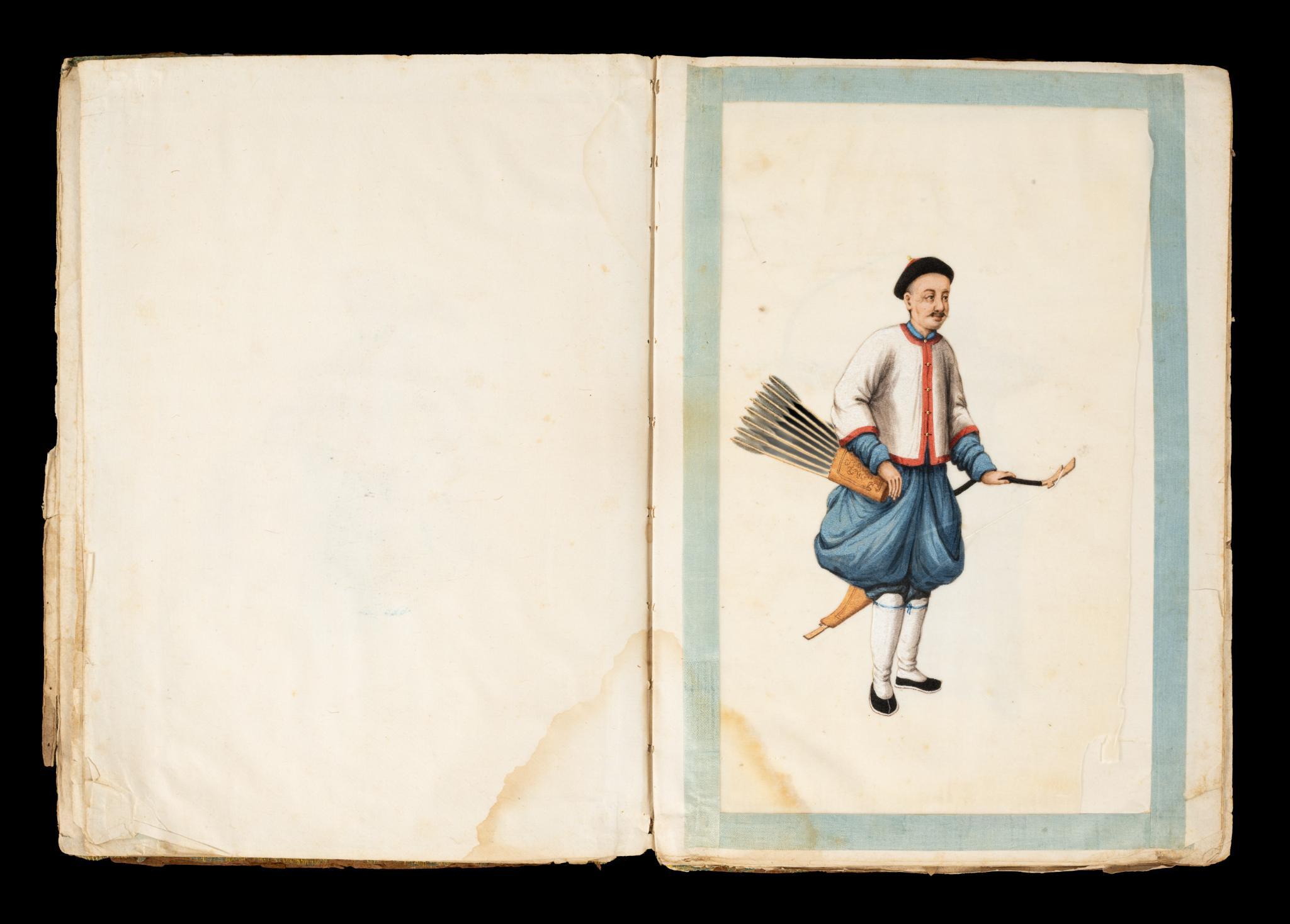 19th C Warriors of China Pith Paper Painting Album