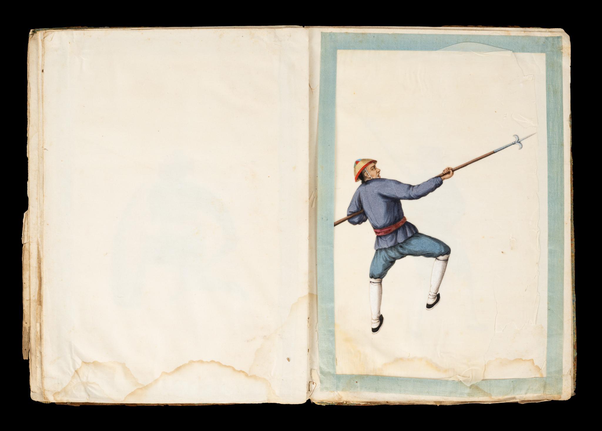 19th C Warriors of China Pith Paper Painting Album