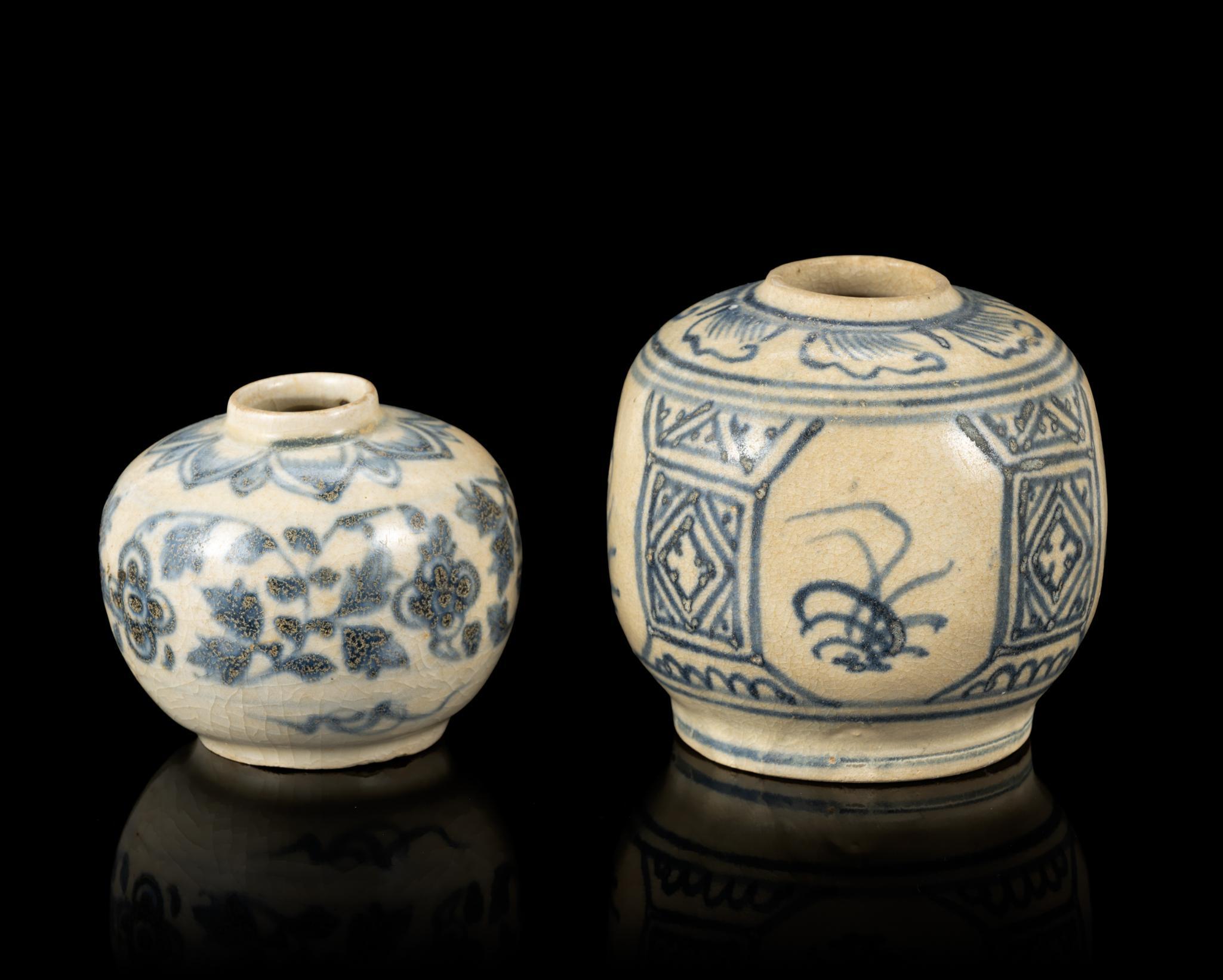 2 15th C Vietnamese Blue & White Jarlets