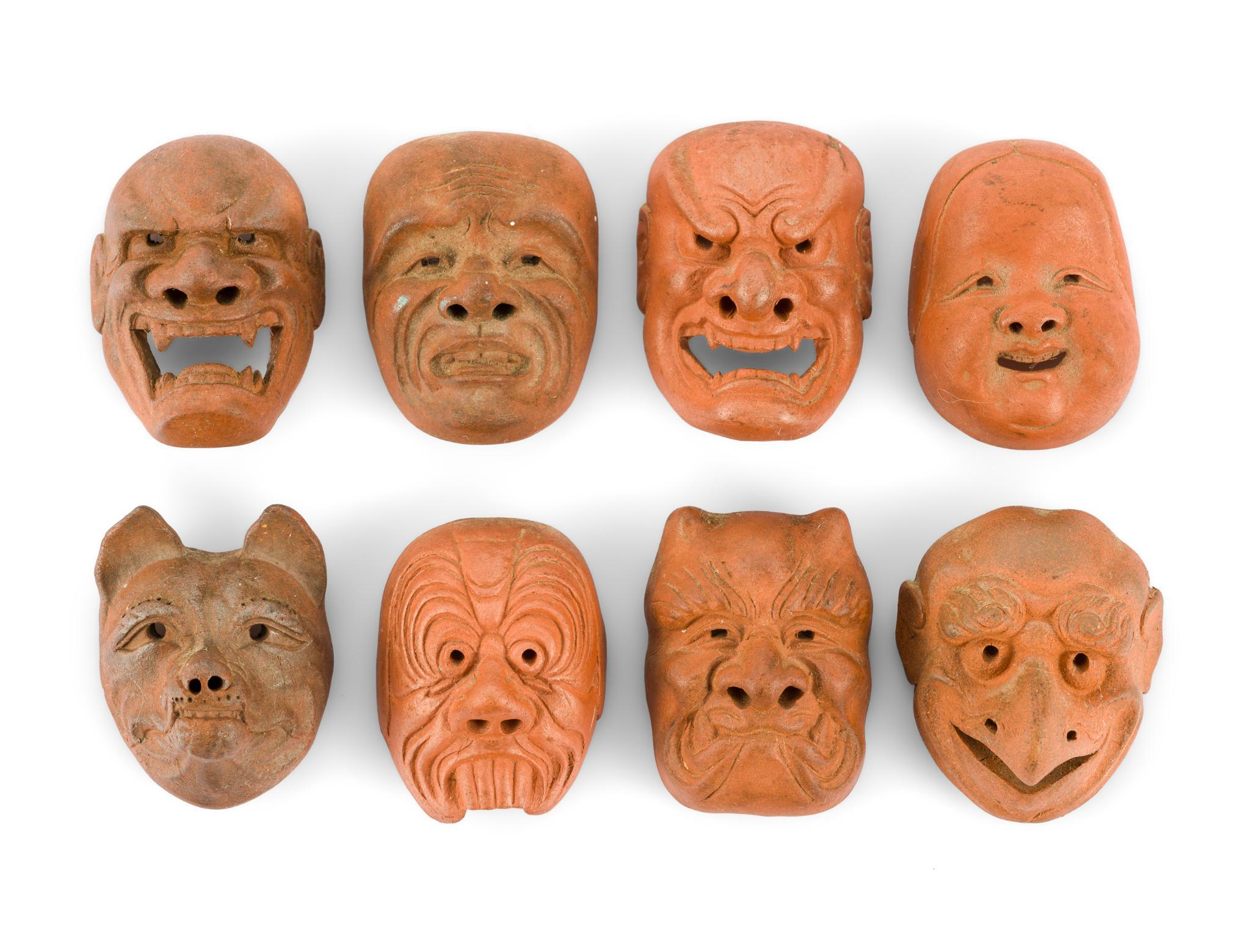 8 Japanese Miniature Pottery Netsuke