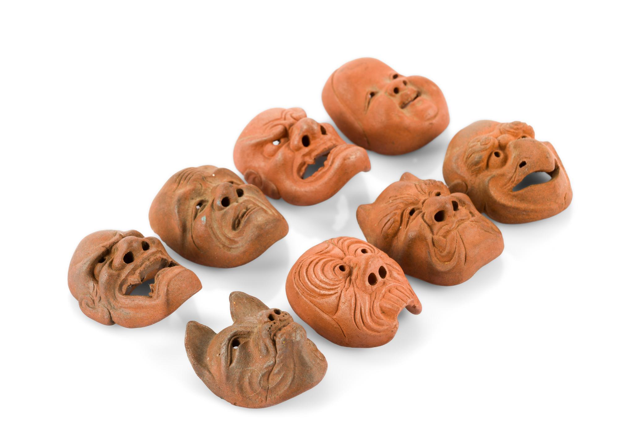 8 Japanese Miniature Pottery Netsuke