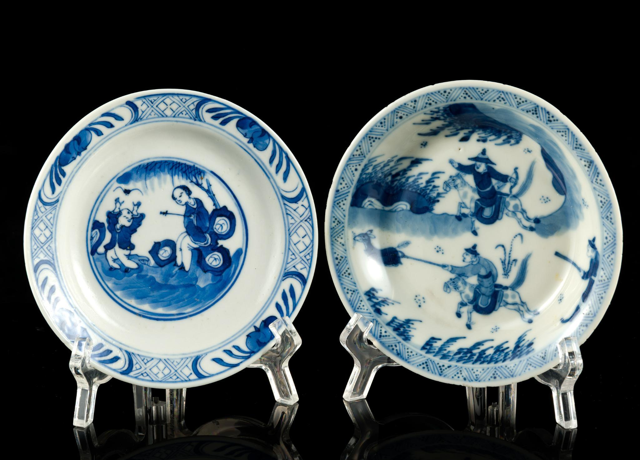 2 KangXi Chinese Blue and White Saucers